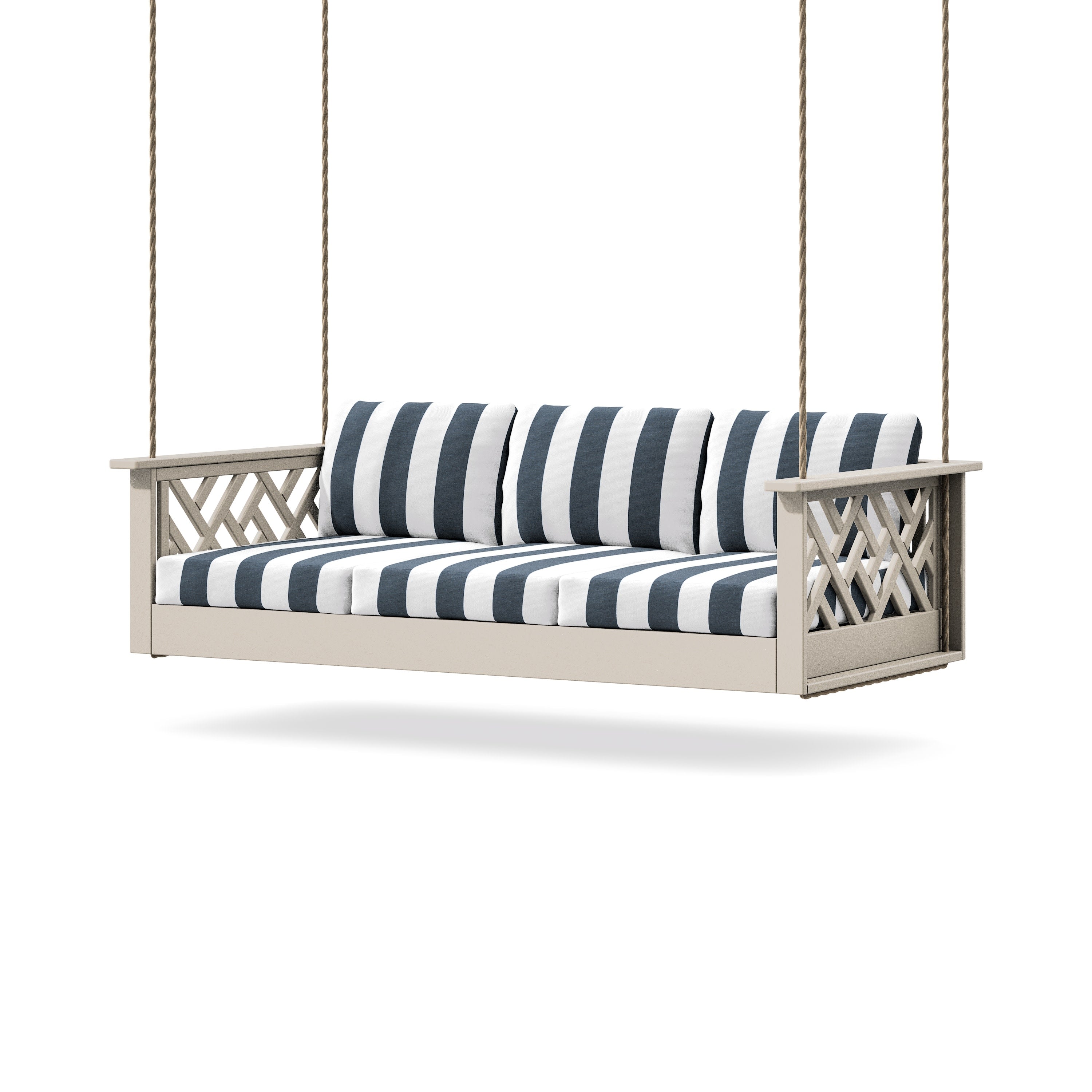 Chippendale Daybed Swing in Sand / Cabana Stripe Marine Indigo