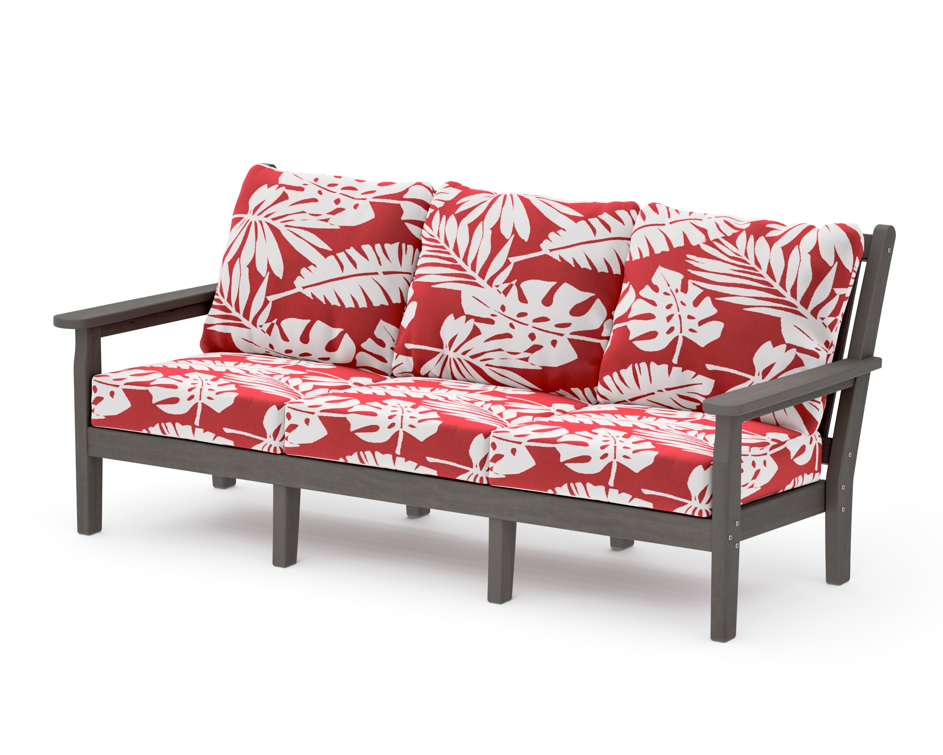 Chippendale Deep Seating Sofa in Driftwood / Leaf Crimson