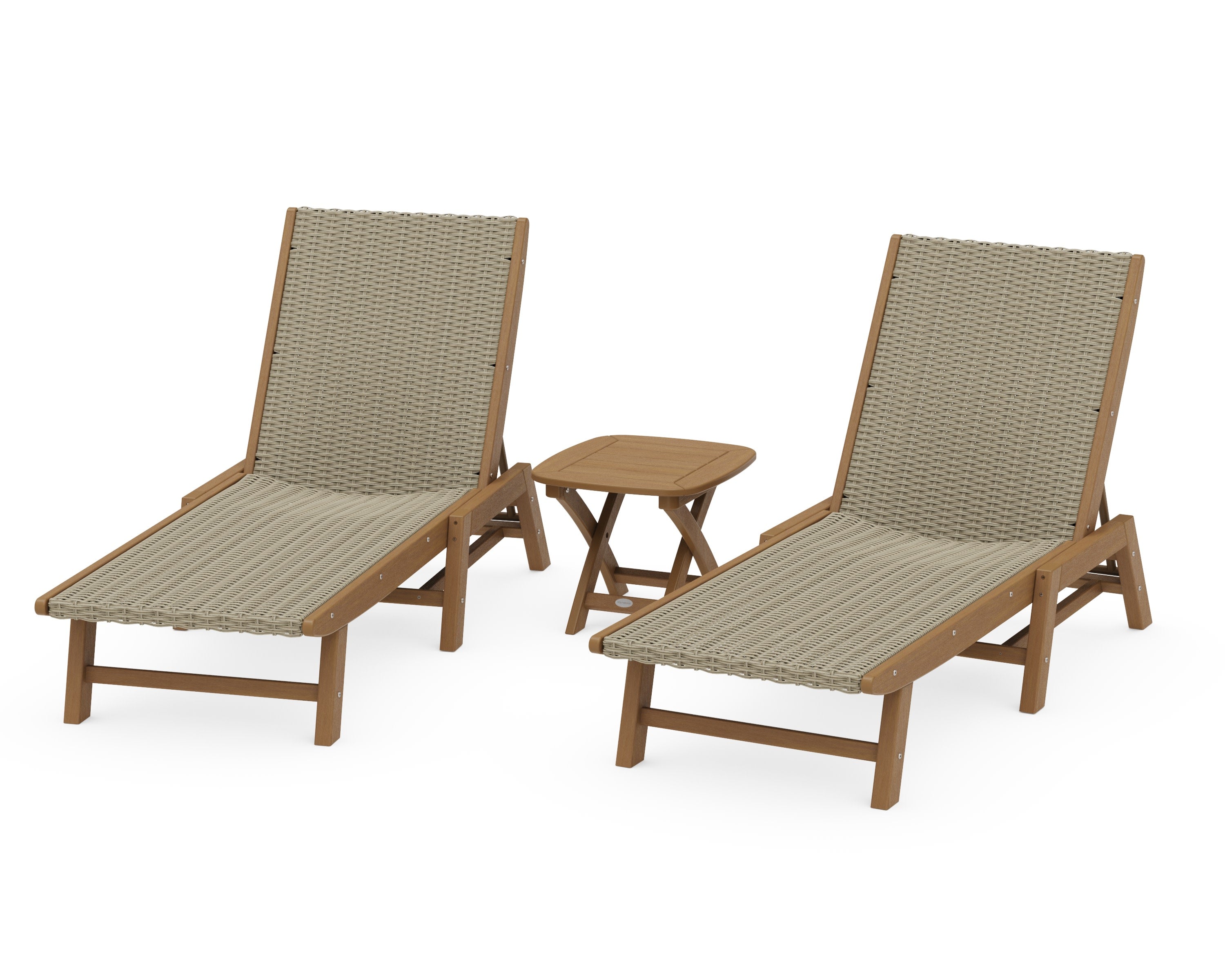 3 - Piece Coastal Woven Chaise Chaise Lounge Set in Natural / Dune Grass