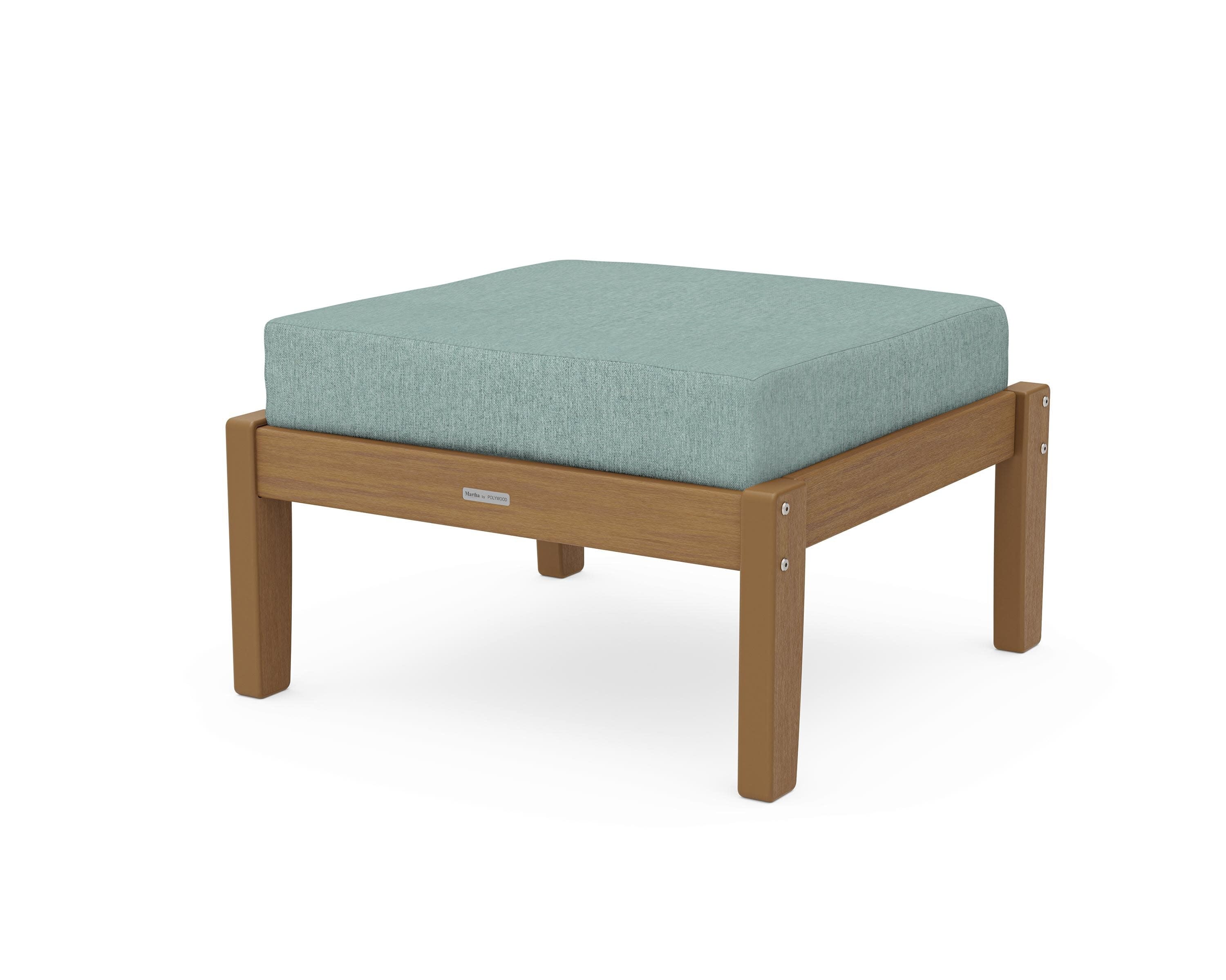 Chinoiserie Deep Seating Ottoman in Natural / Glacier Spa