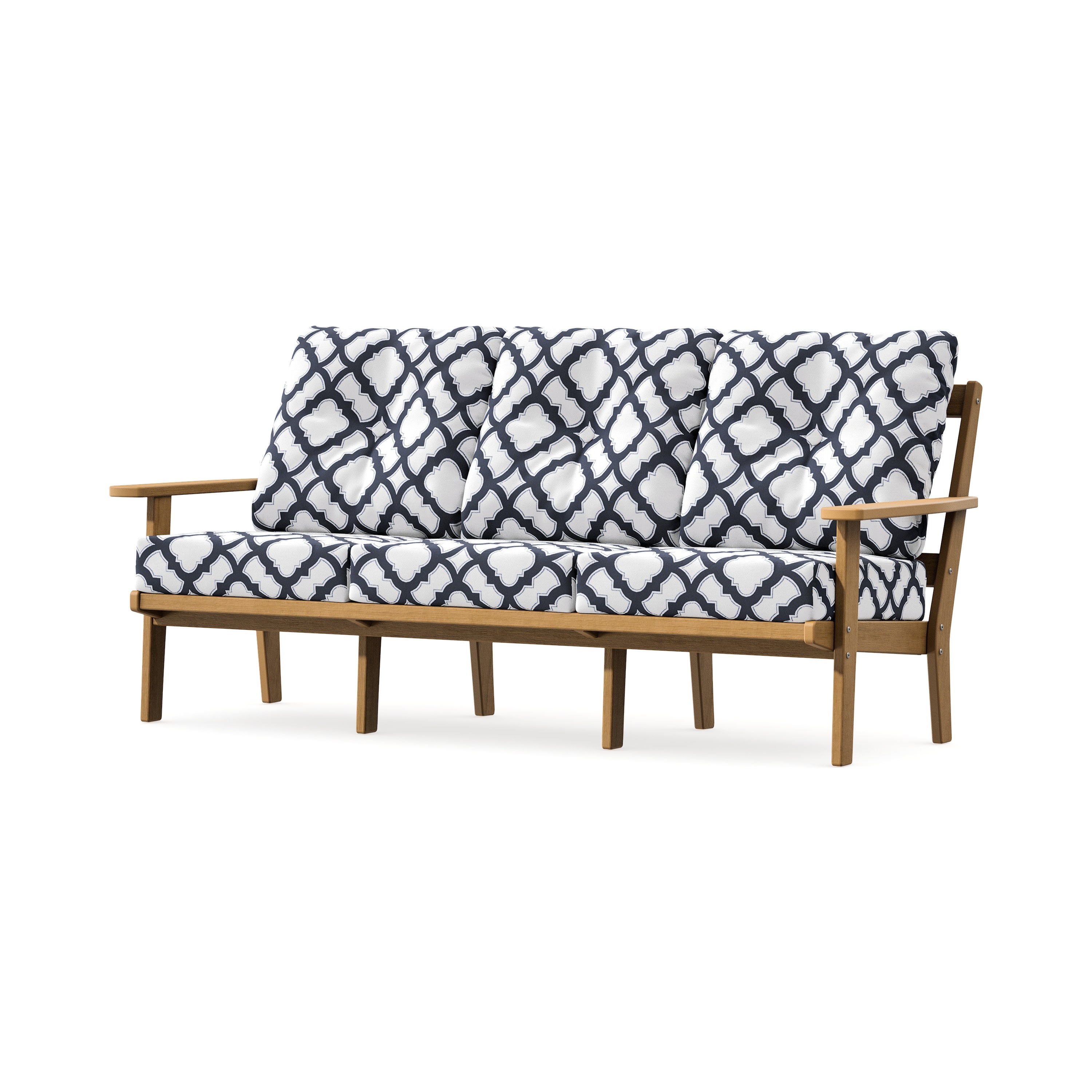 Oxford Deep Seating Sofa in Natural / Trellis Navy