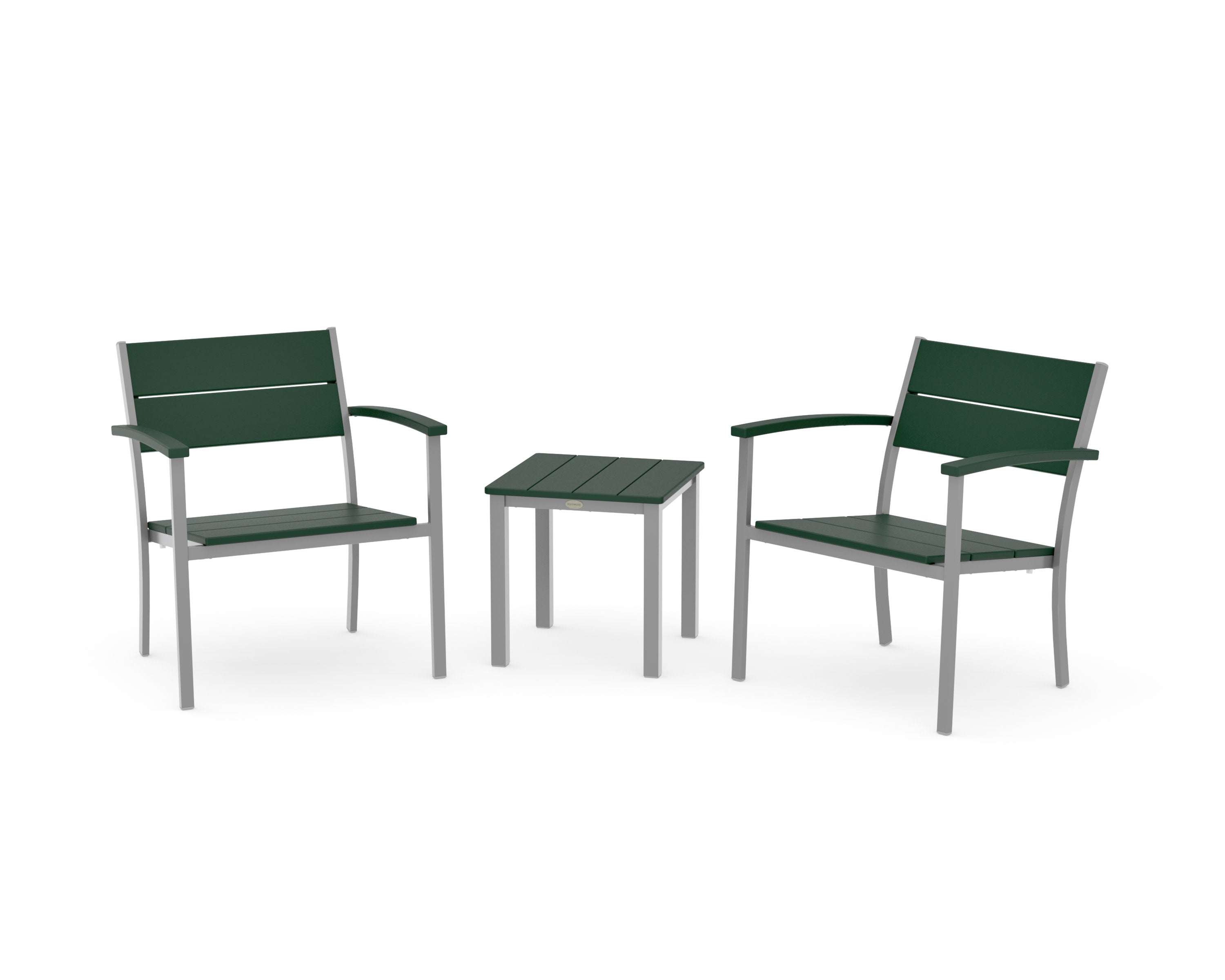 Main Street 3-Piece Lounge Chair Set in Silver / Green