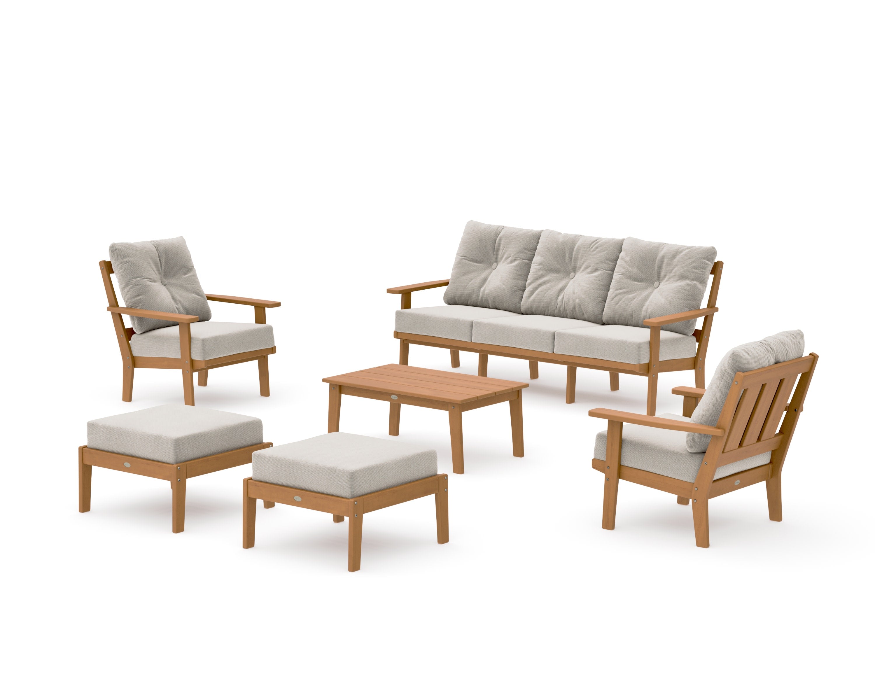 Oxford 6-Piece Lounge Sofa Set in Natural / Dune Burlap