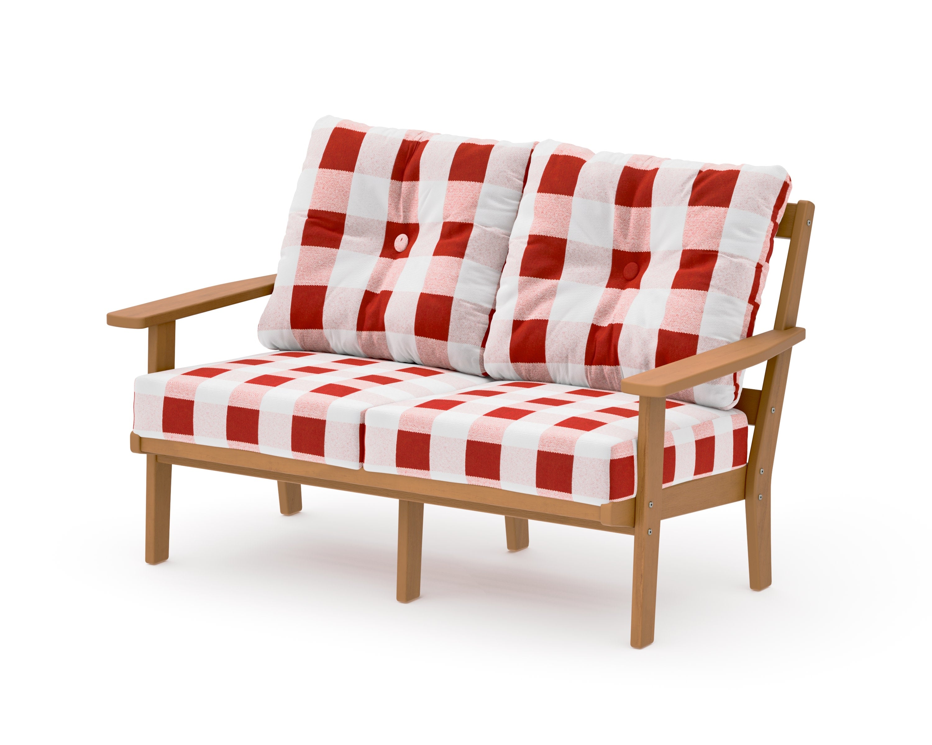Oxford Deep SeatingLoveseat in Natural / Buffalo Plaid Crimson