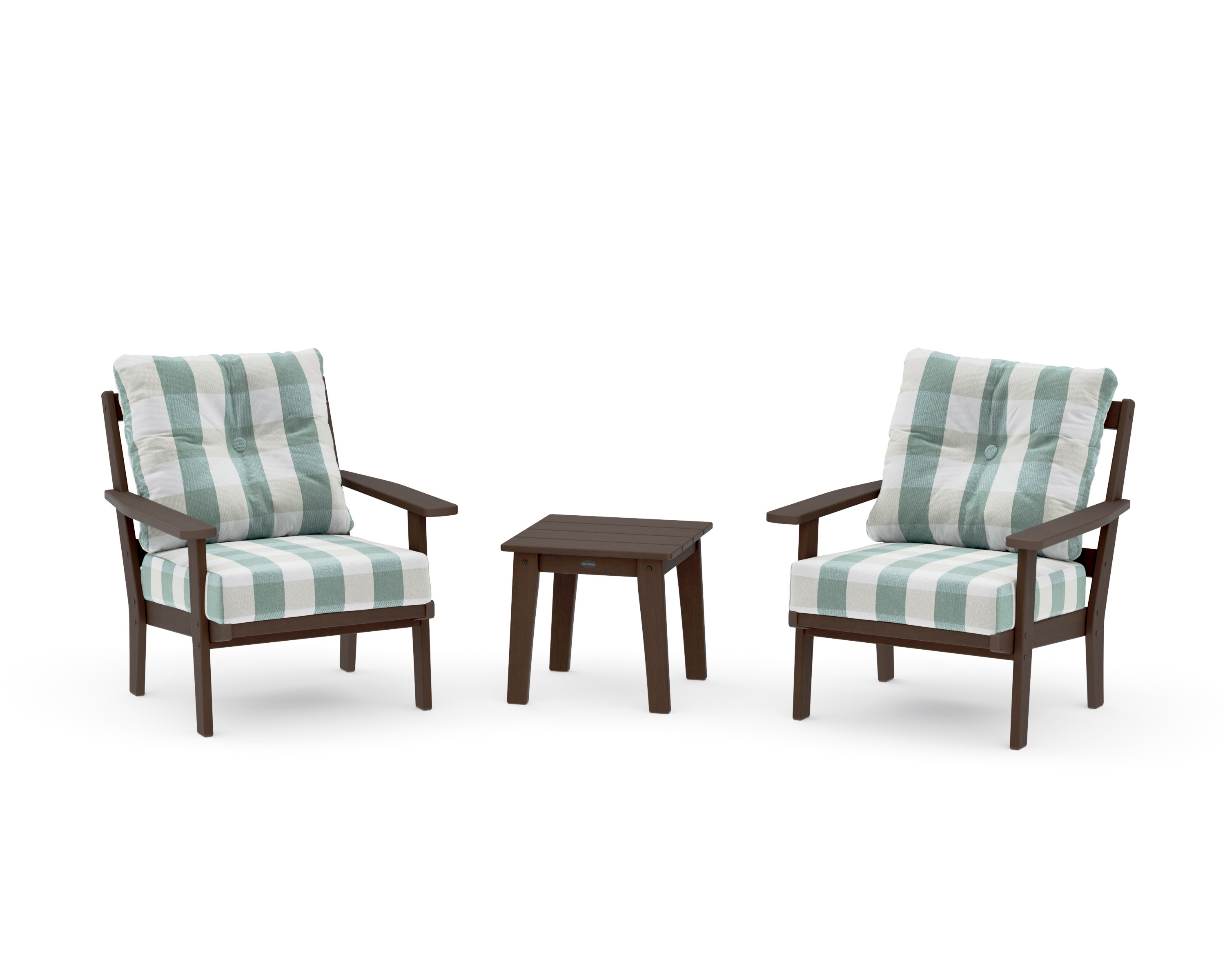 Oxford 3-Piece Deep Seating Set in Kona / Buffalo Plaid Glacier Spa
