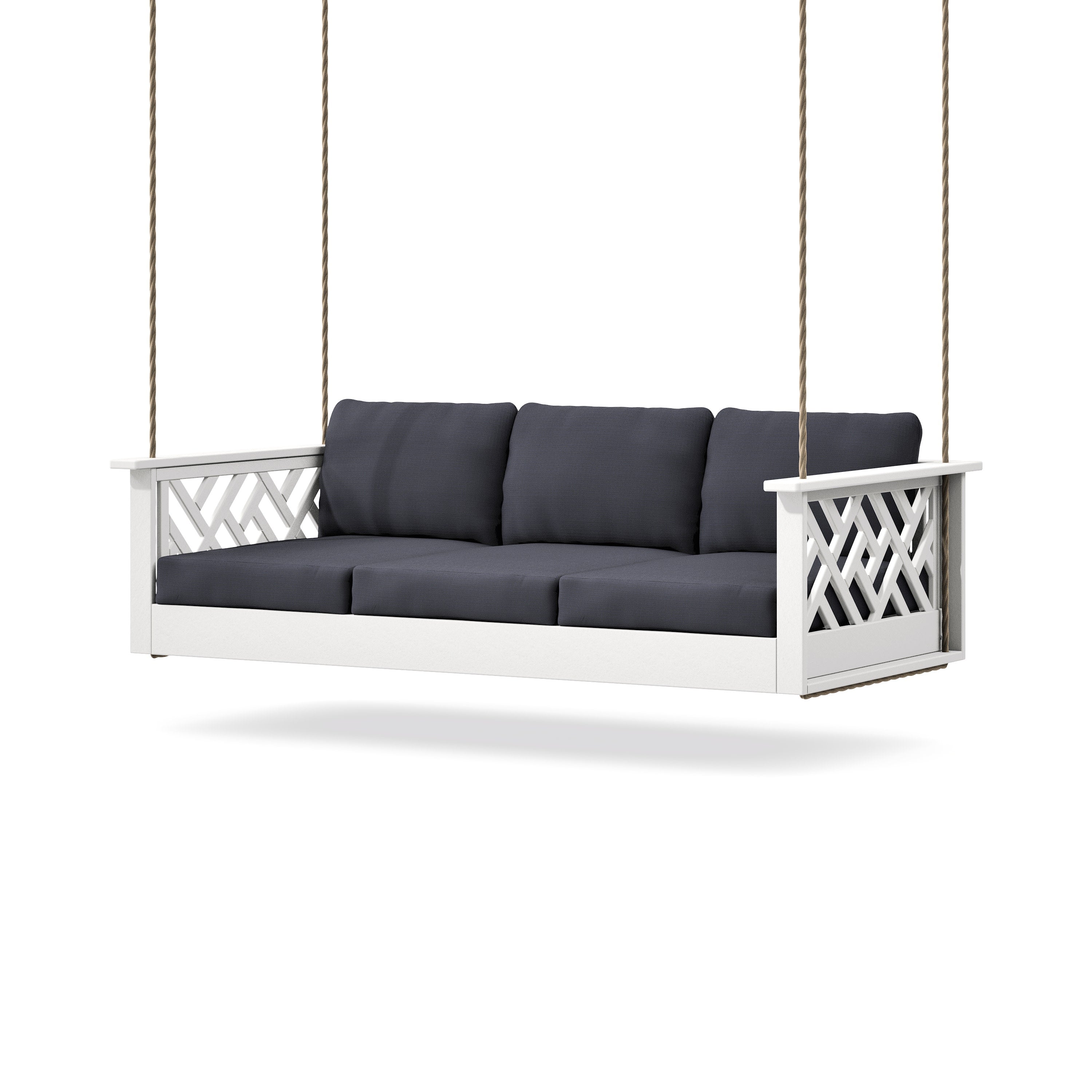 Chippendale Daybed Swing in White / Midnight Linen