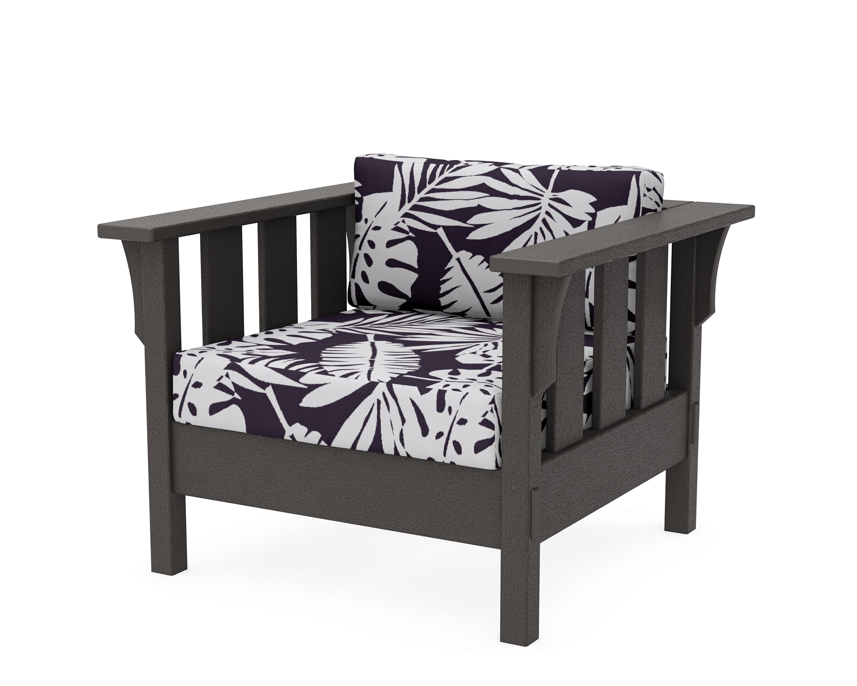 Acadia Deep Seating Chair in Vintage Coffee / Leaf Navy