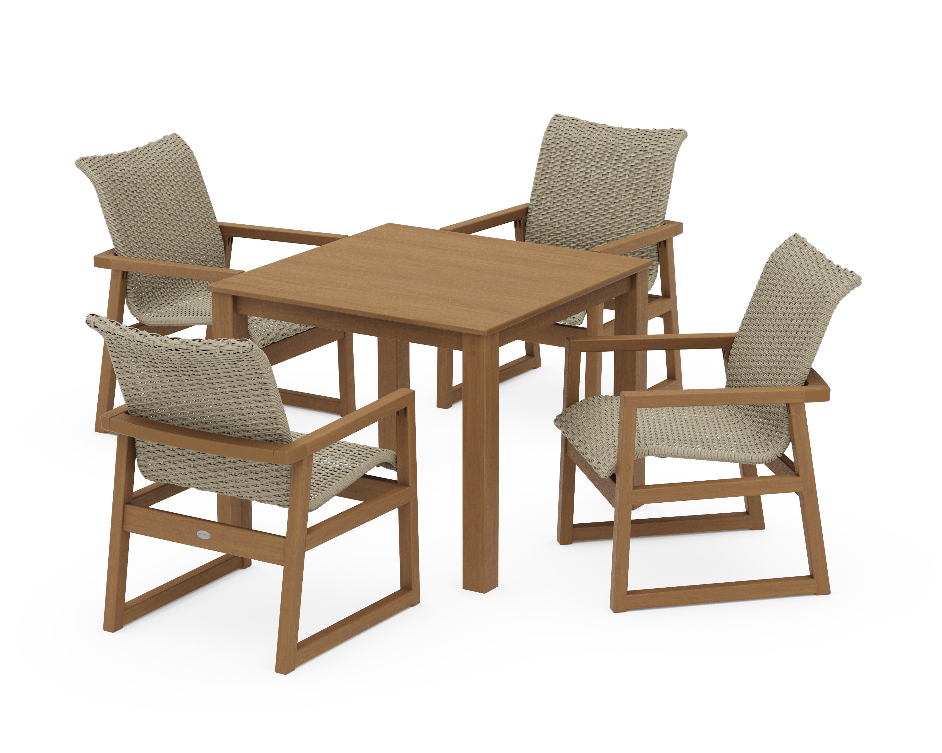 EDGE Woven 5-Piece Parsons Dining Set in Natural / Dune Grass