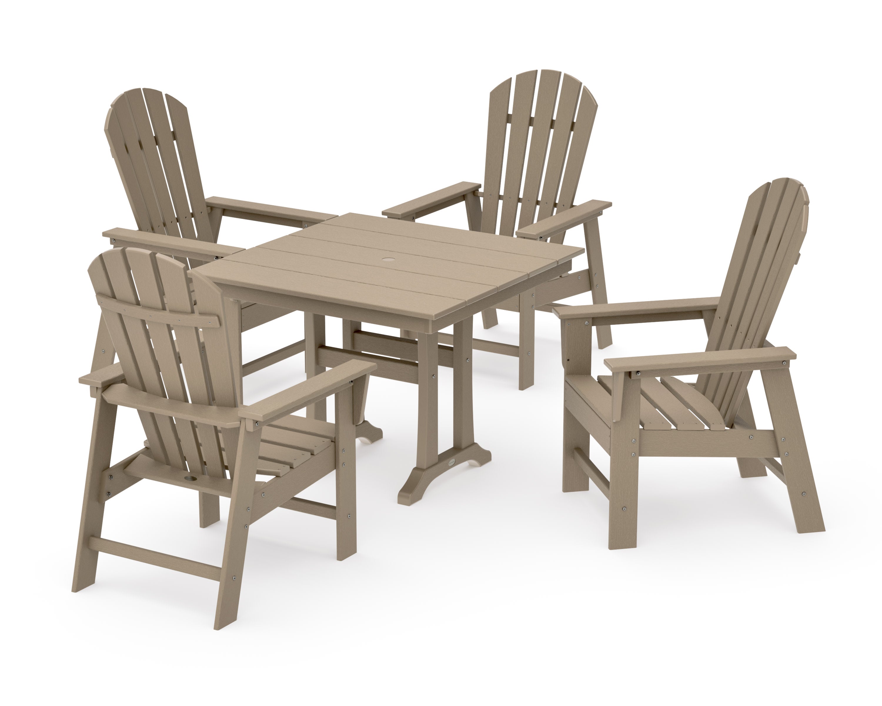 South Beach 5-Piece Farmhouse Dining Set With Trestle Legs in Vintage Sahara