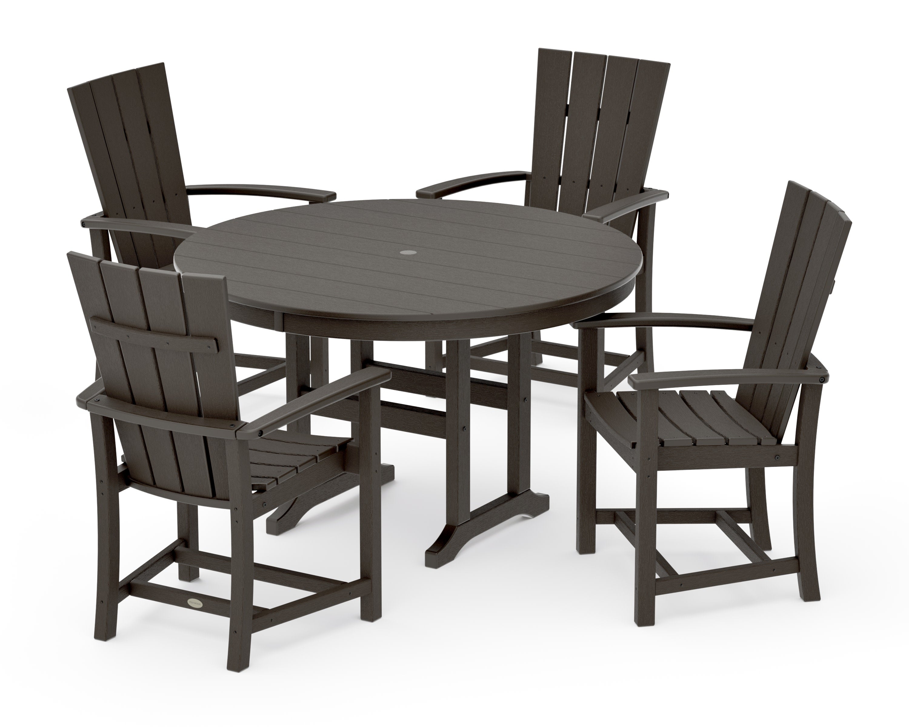 Quattro 5-Piece Round Farmhouse Dining Set in Vintage Coffee