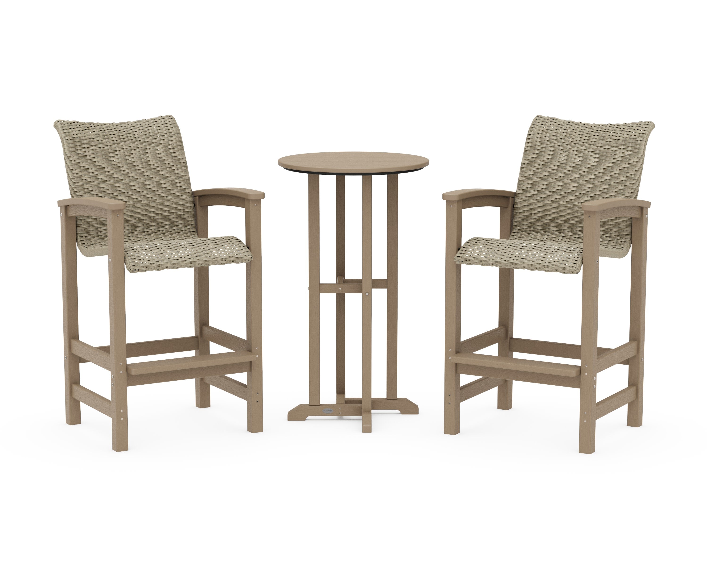 Coastal Woven 3-Piece Farmhouse Bar Set in Vintage Sahara / Dune Grass