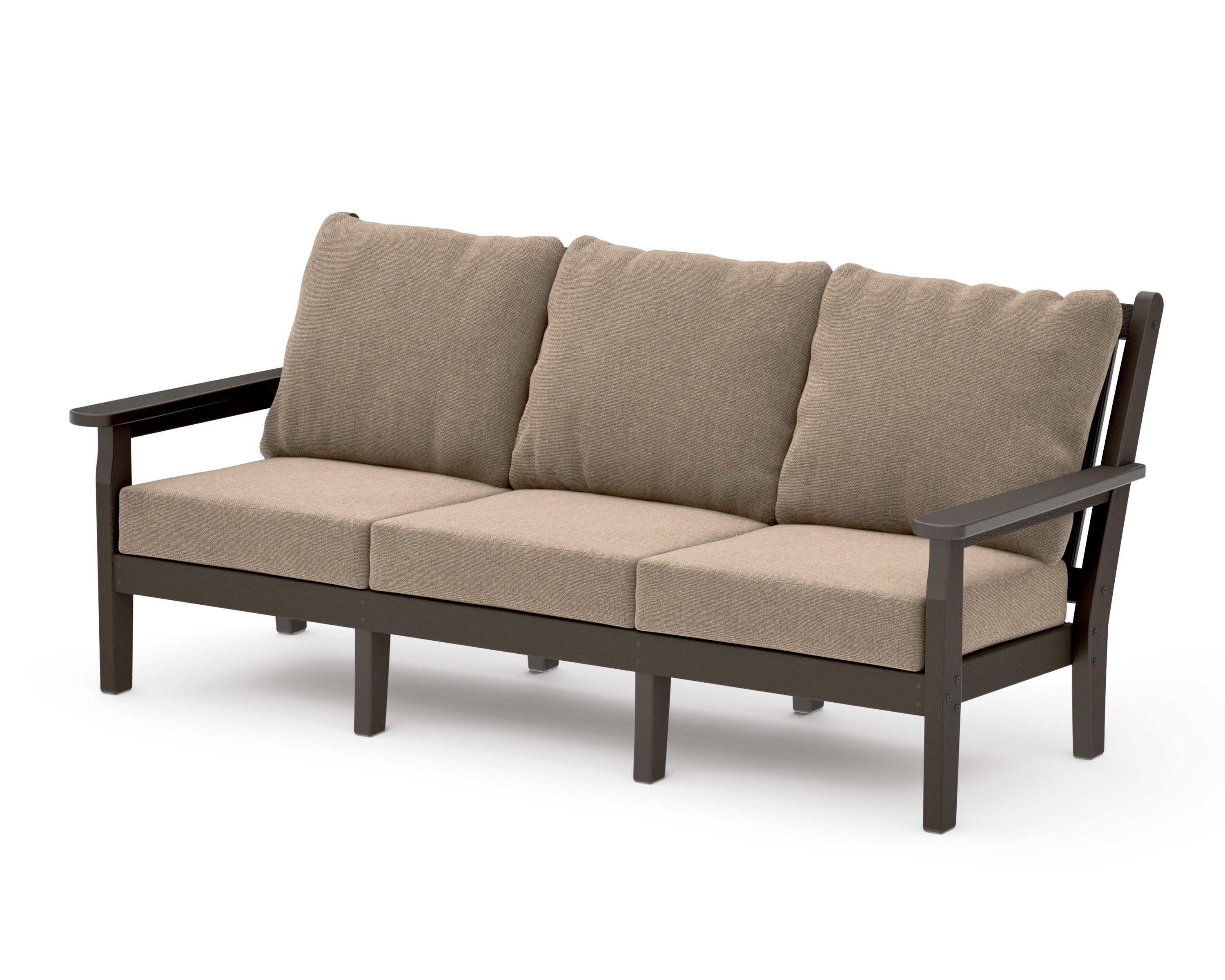 Chippendale Deep Seating Sofa in Vintage Coffee / Spiced Burlap