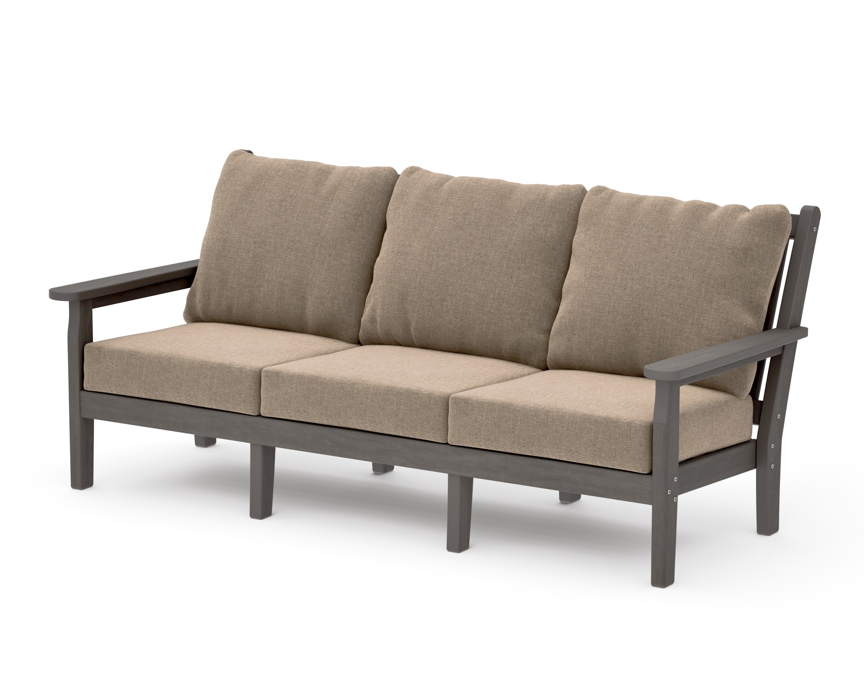 Chippendale Deep Seating Sofa in Driftwood / Spiced Burlap
