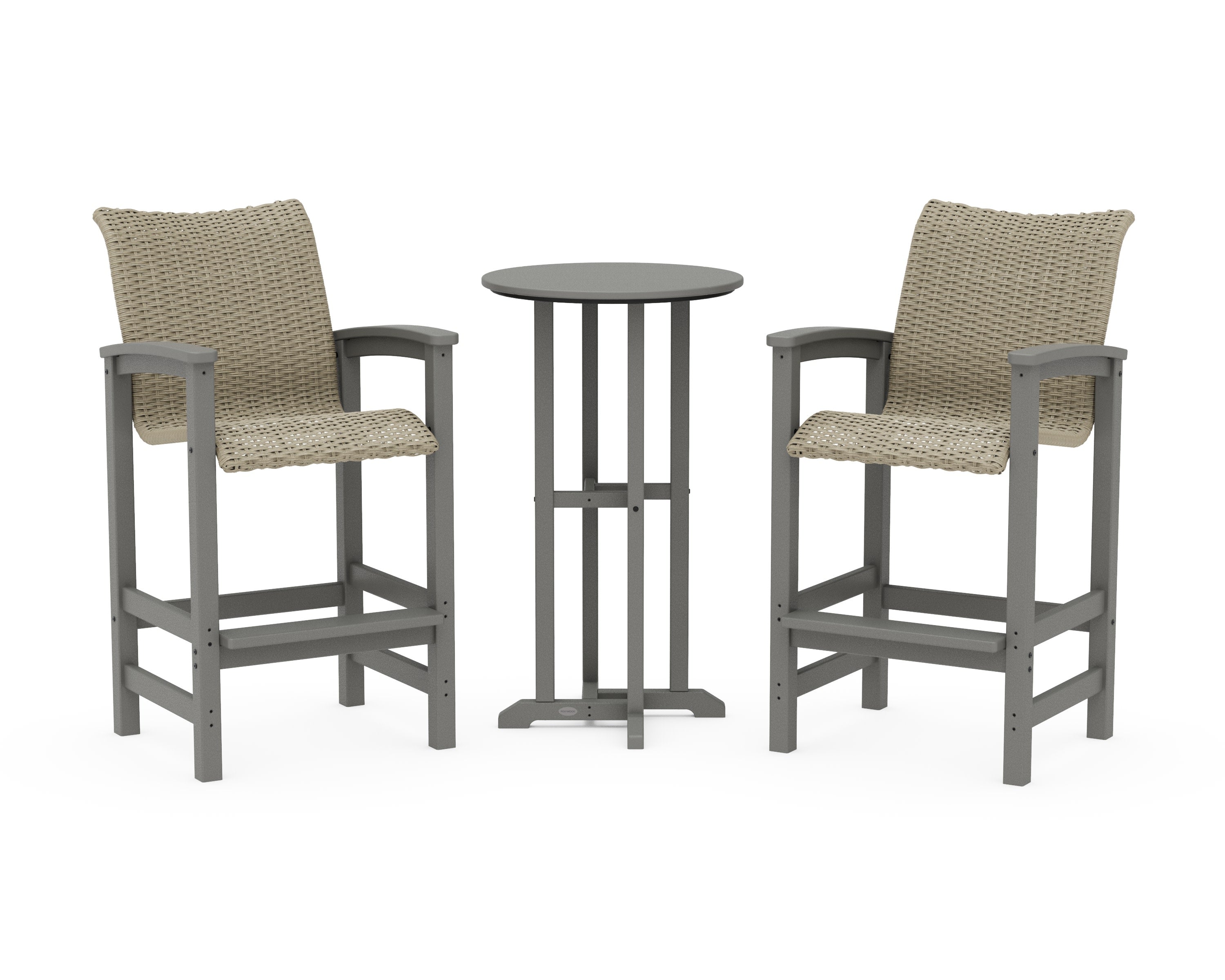 Coastal Woven 3-Piece Farmhouse Bar Set in Slate Grey / Dune Grass