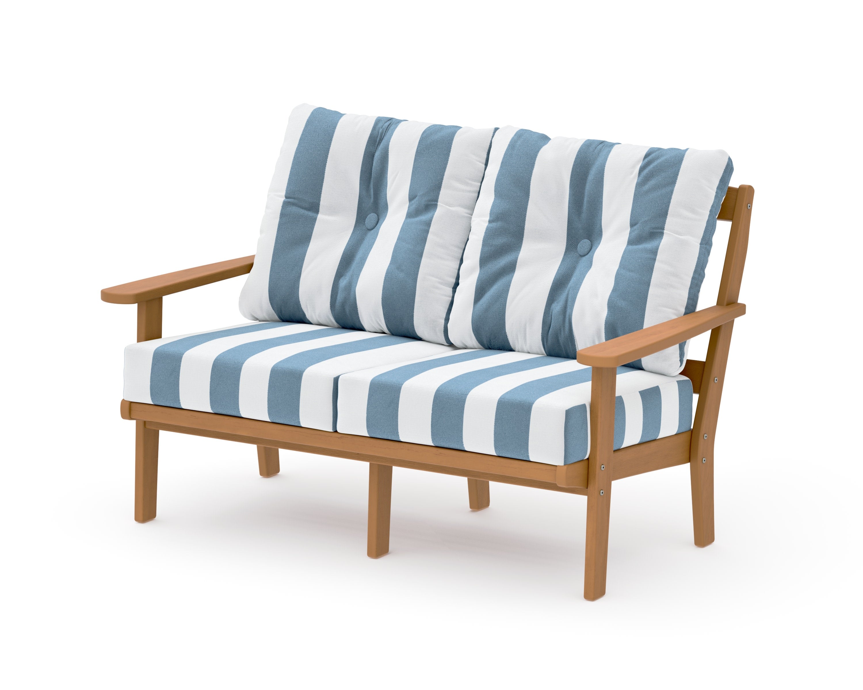 Mission Deep SeatingLoveseat in Natural / Cabana Stripe Sky Blue