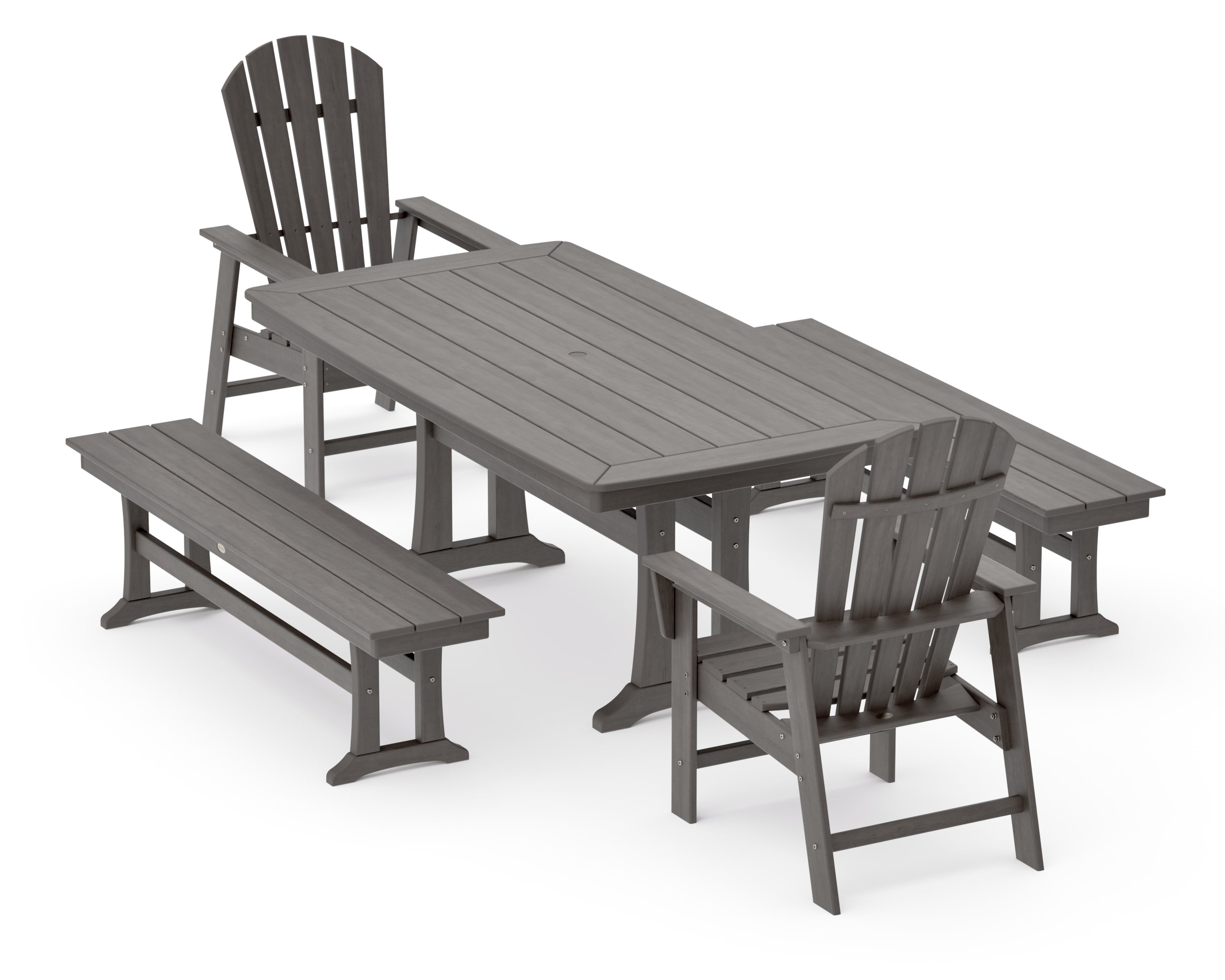 South Beach 5-Piece Dining Set with Trestle Legs in Driftwood