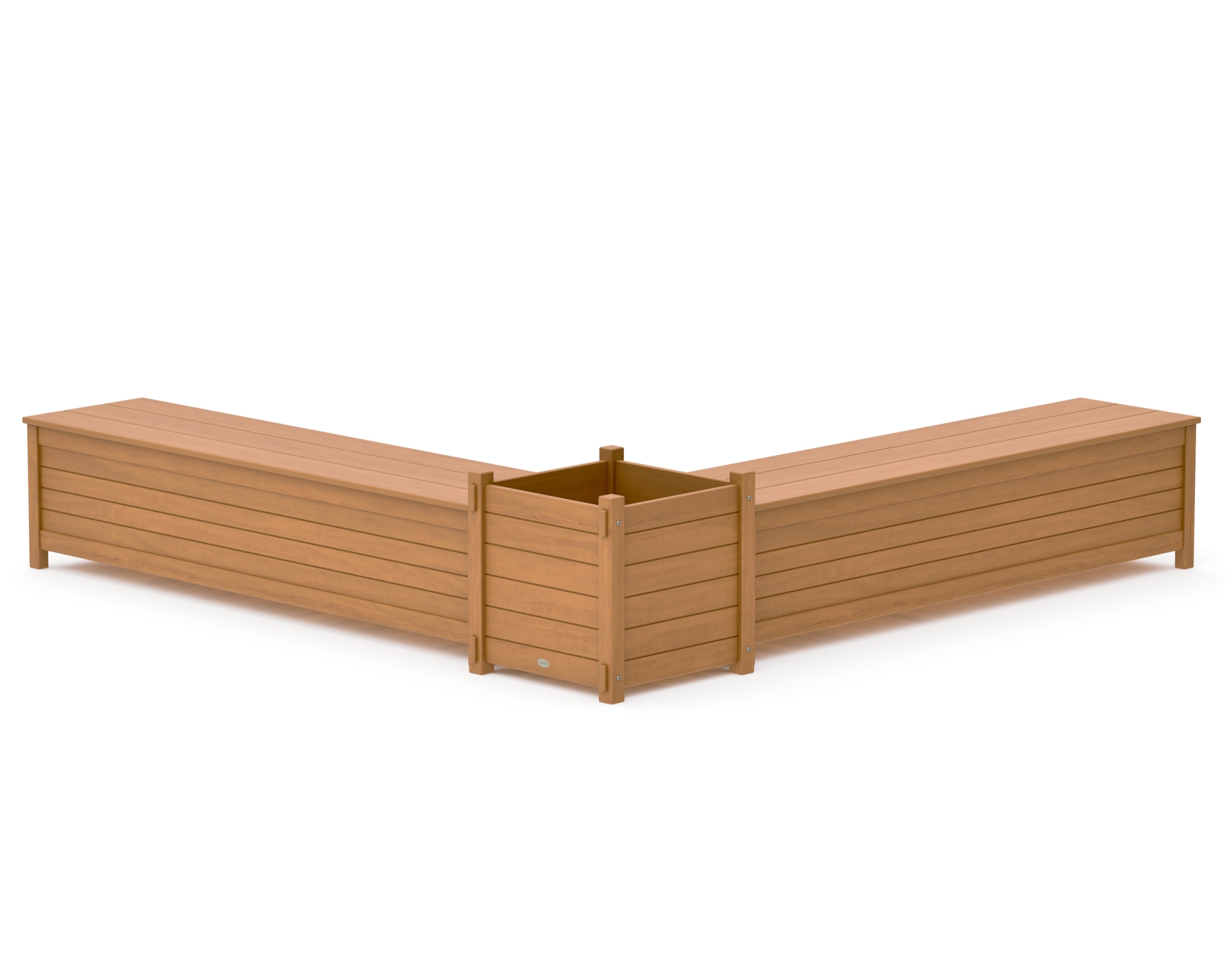 72" Nautical L- Shaped Planter Storage Bench Set- Large in Natural