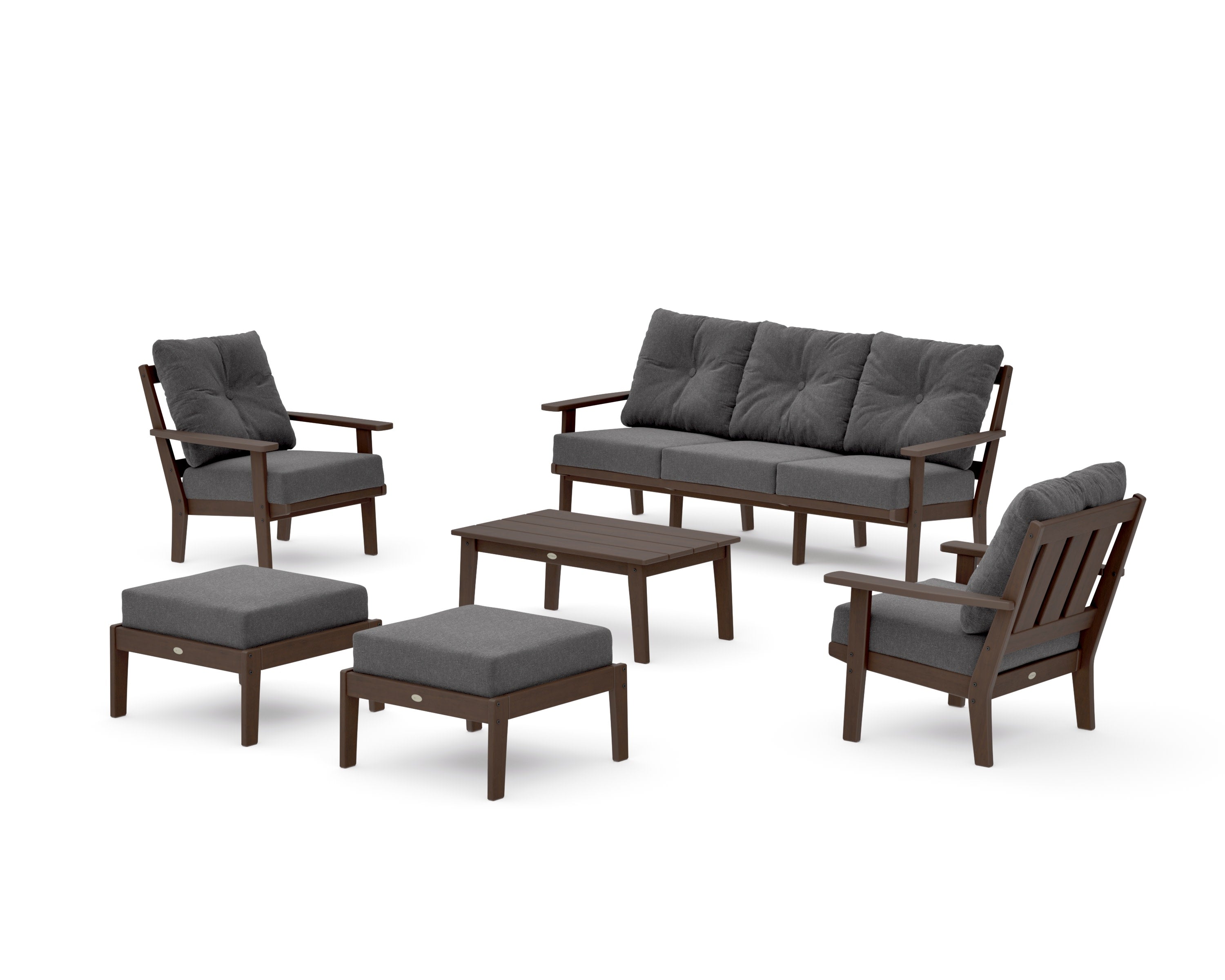 Oxford 6-Piece Lounge Sofa Set in Kona / Ash Charcoal