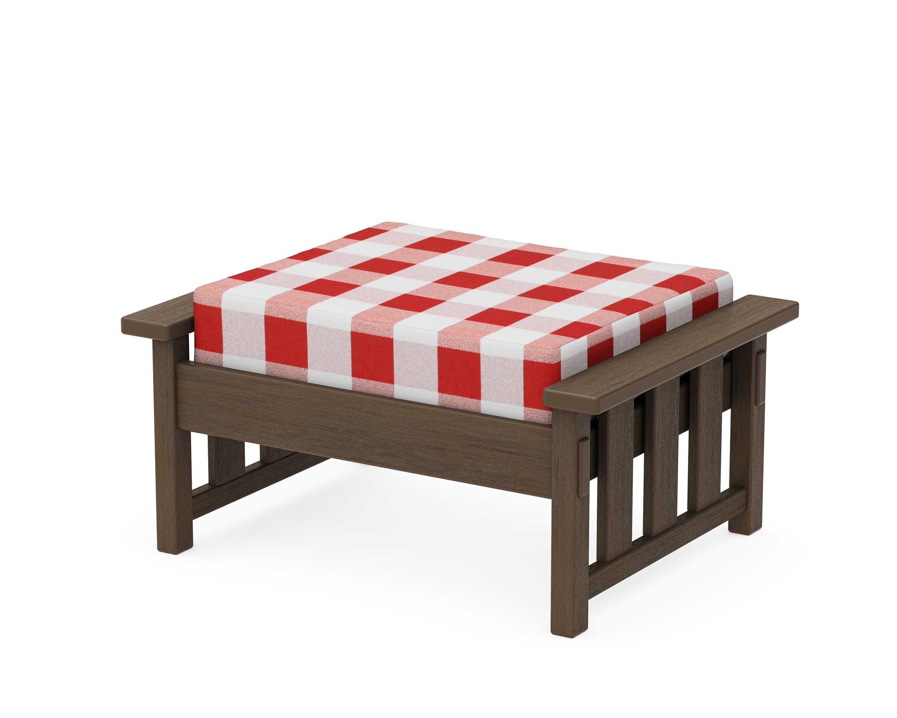 Acadia Deep Seating Ottoman in Kona / Buffalo Plaid Crimson
