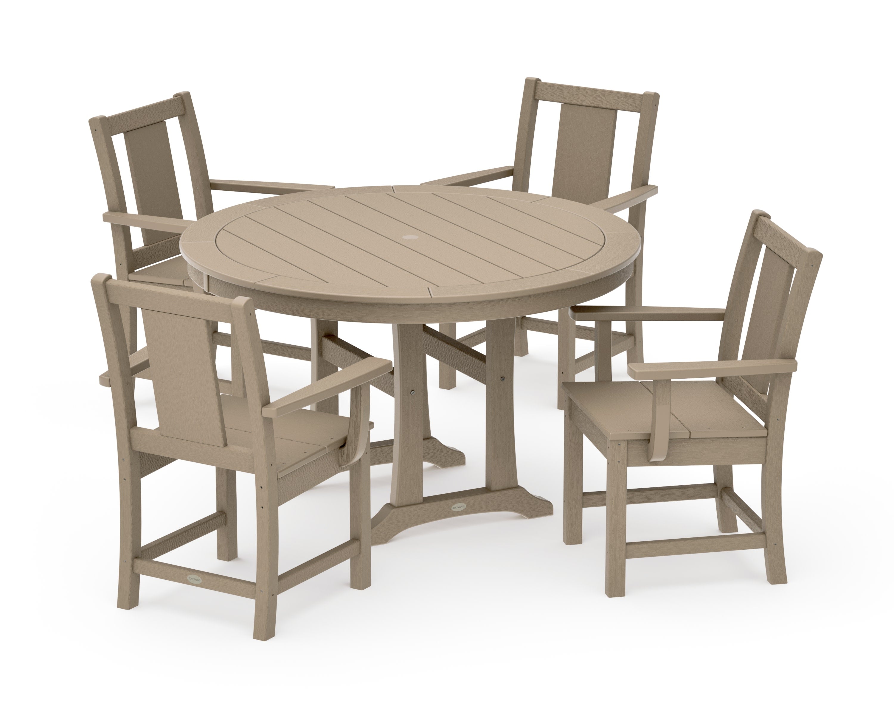 Prairie 5-Piece Round Dining Set with Trestle Legs in Vintage Sahara