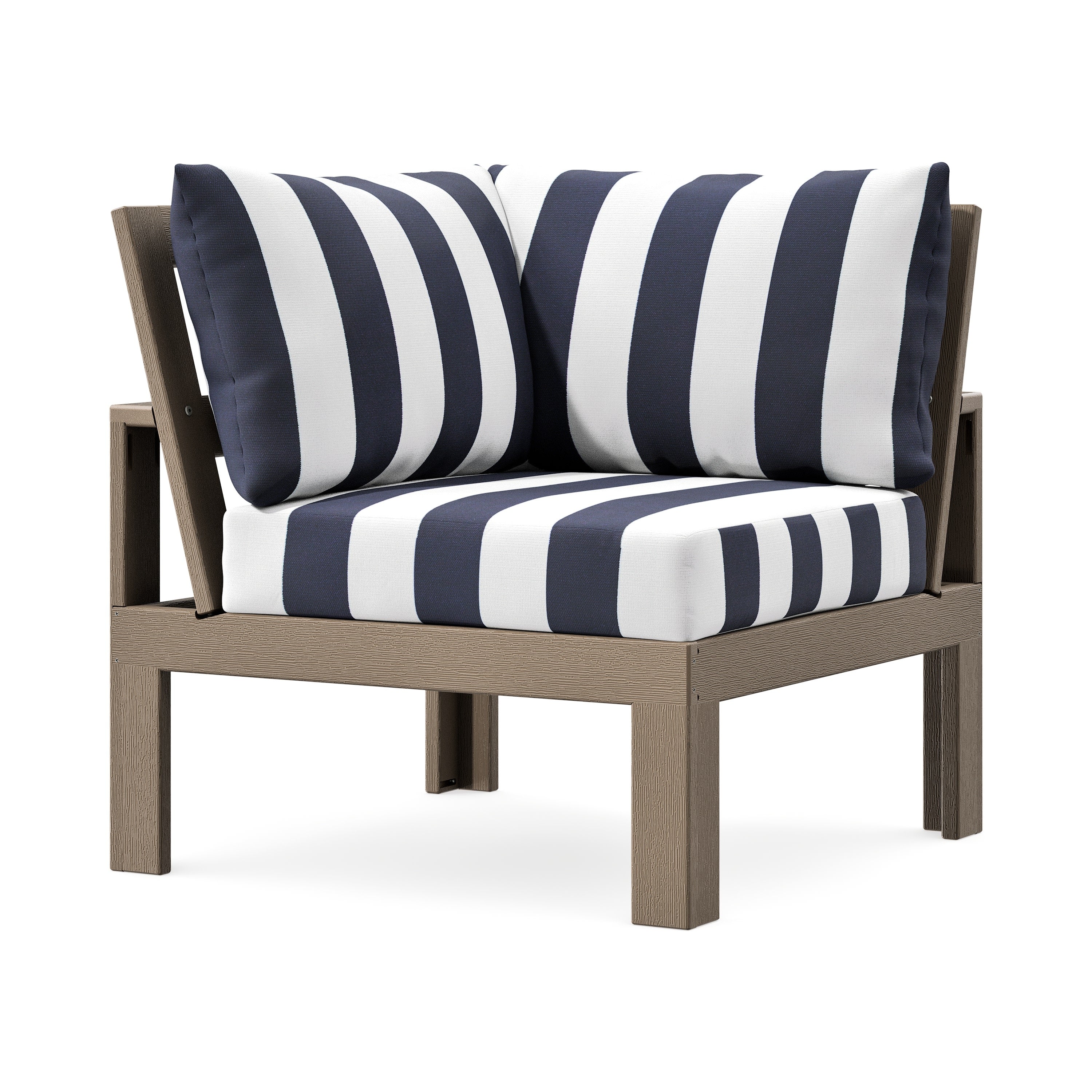 Modular Corner Chair in Vintage Sahara / Cabana Stripe Navy