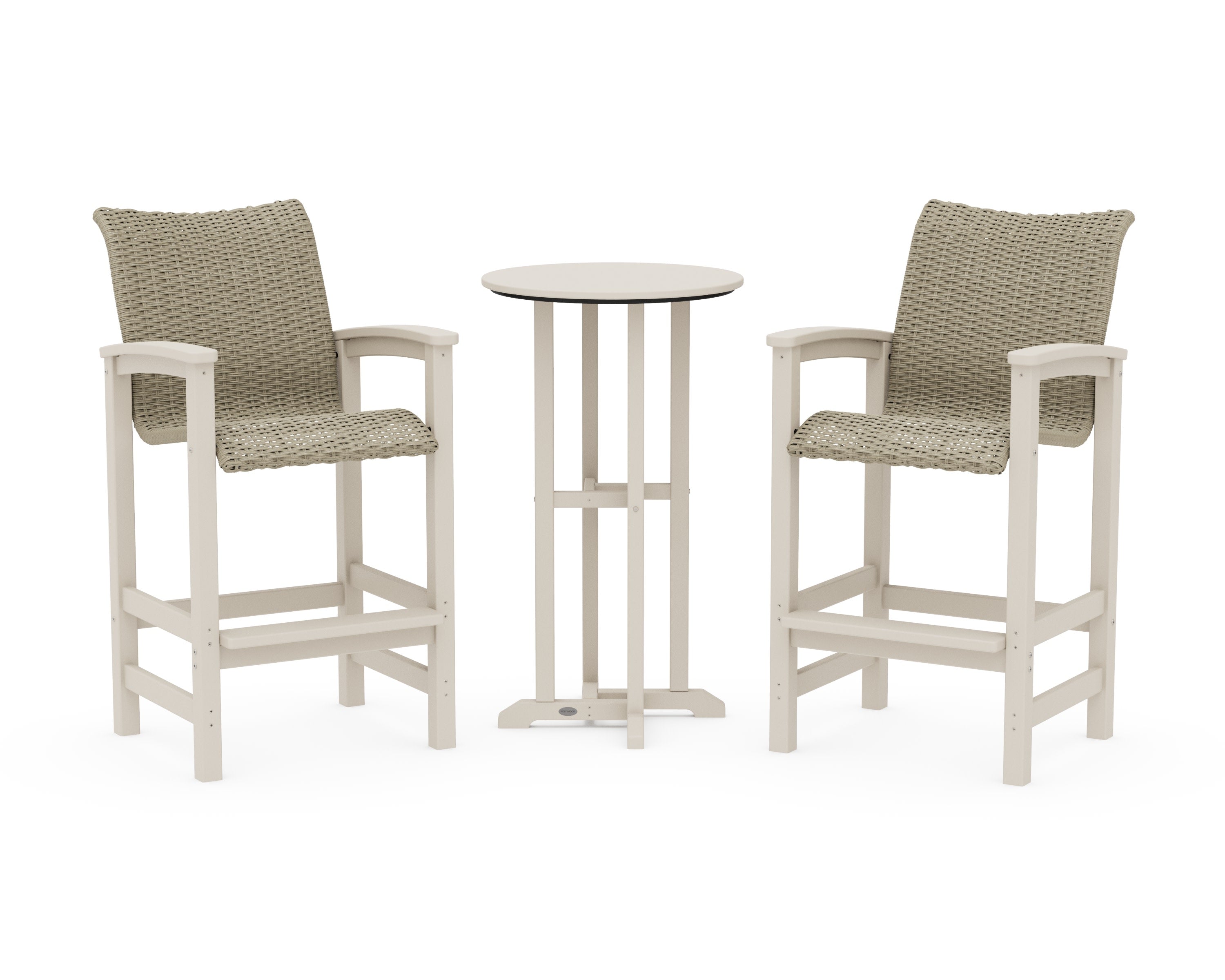 Coastal Woven 3-Piece Farmhouse Bar Set in Sand / Dune Grass