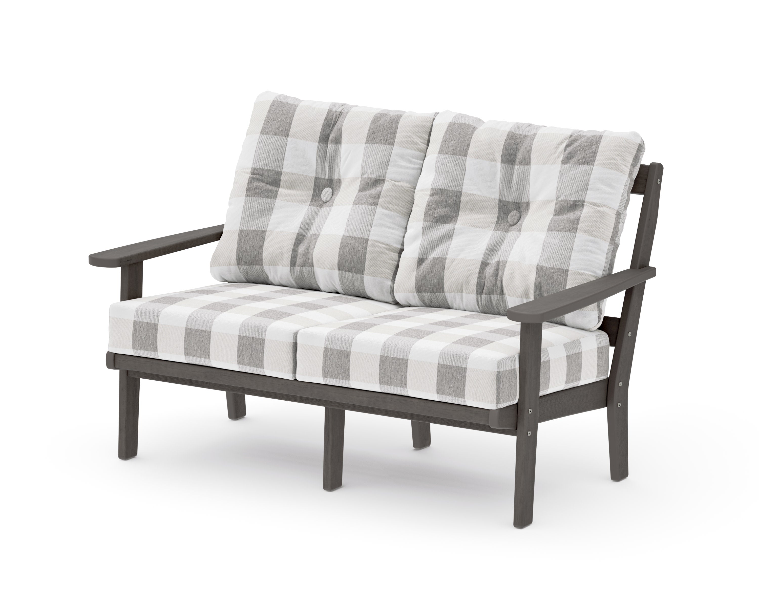 Mission Deep SeatingLoveseat in Driftwood / Buffalo Plaid Grey Mist
