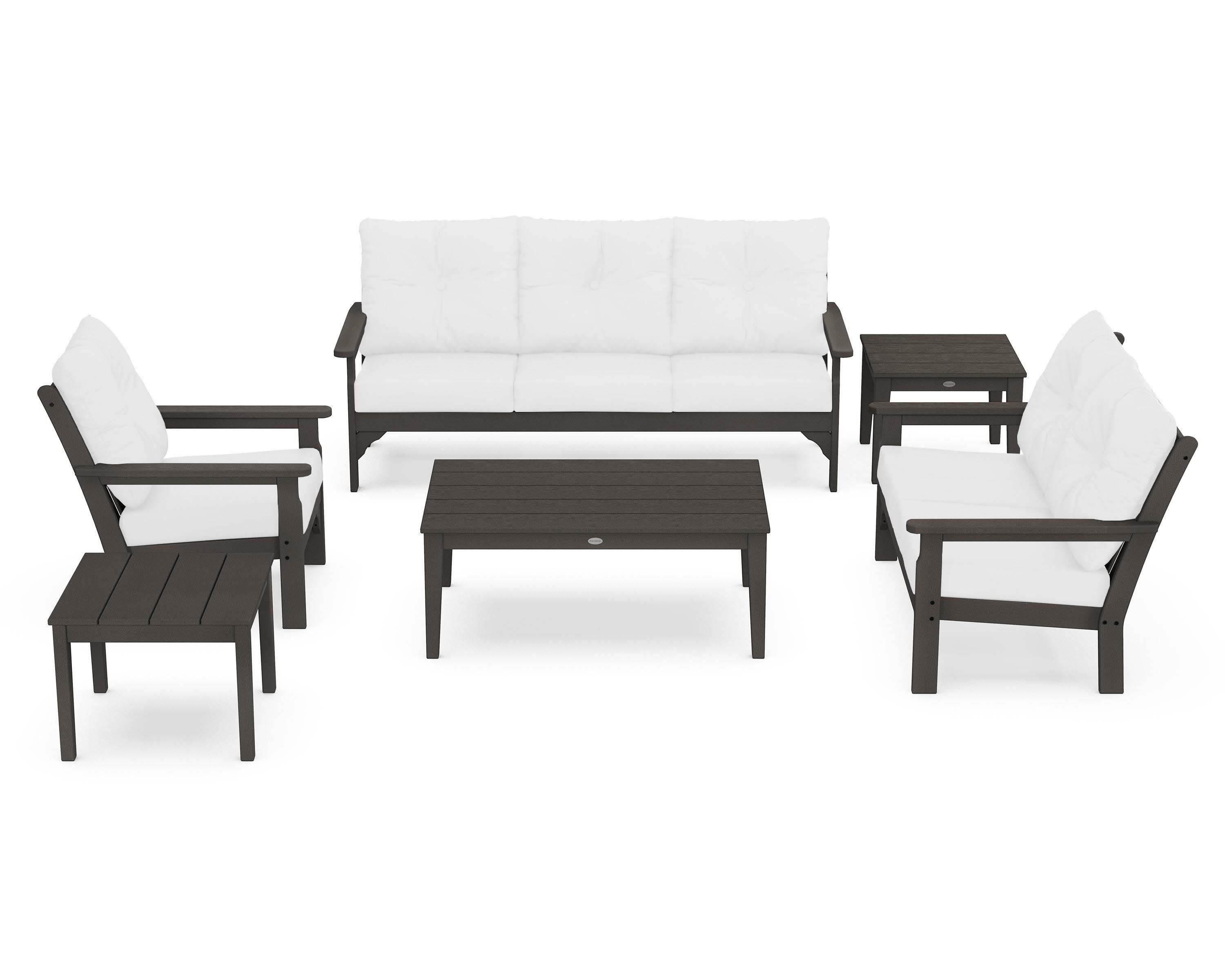 Vineyard 6-Piece Deep Seating Set in Vintage Coffee / Natural