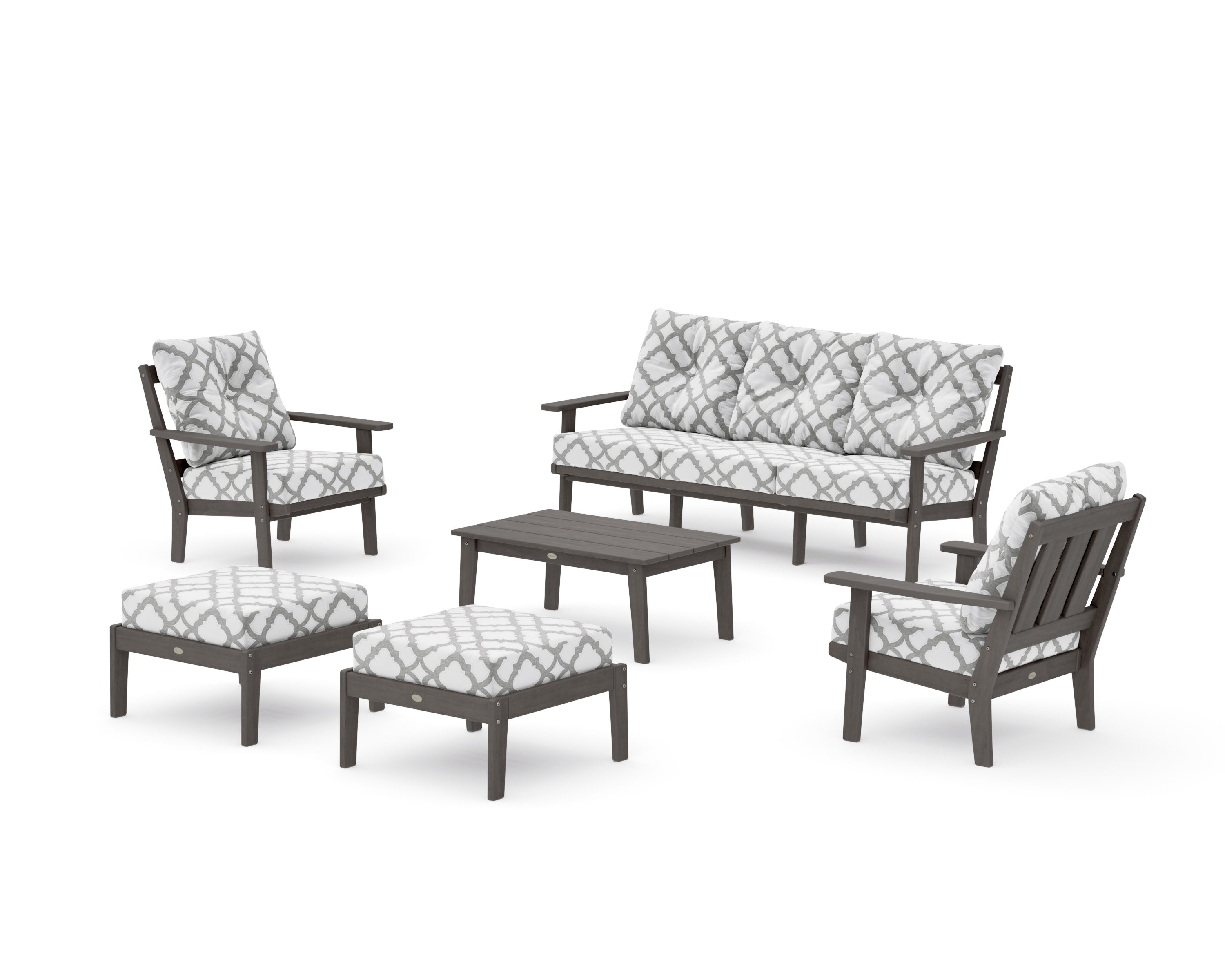 Oxford 6-Piece Lounge Sofa Set in Driftwood / Trellis Grey Mist
