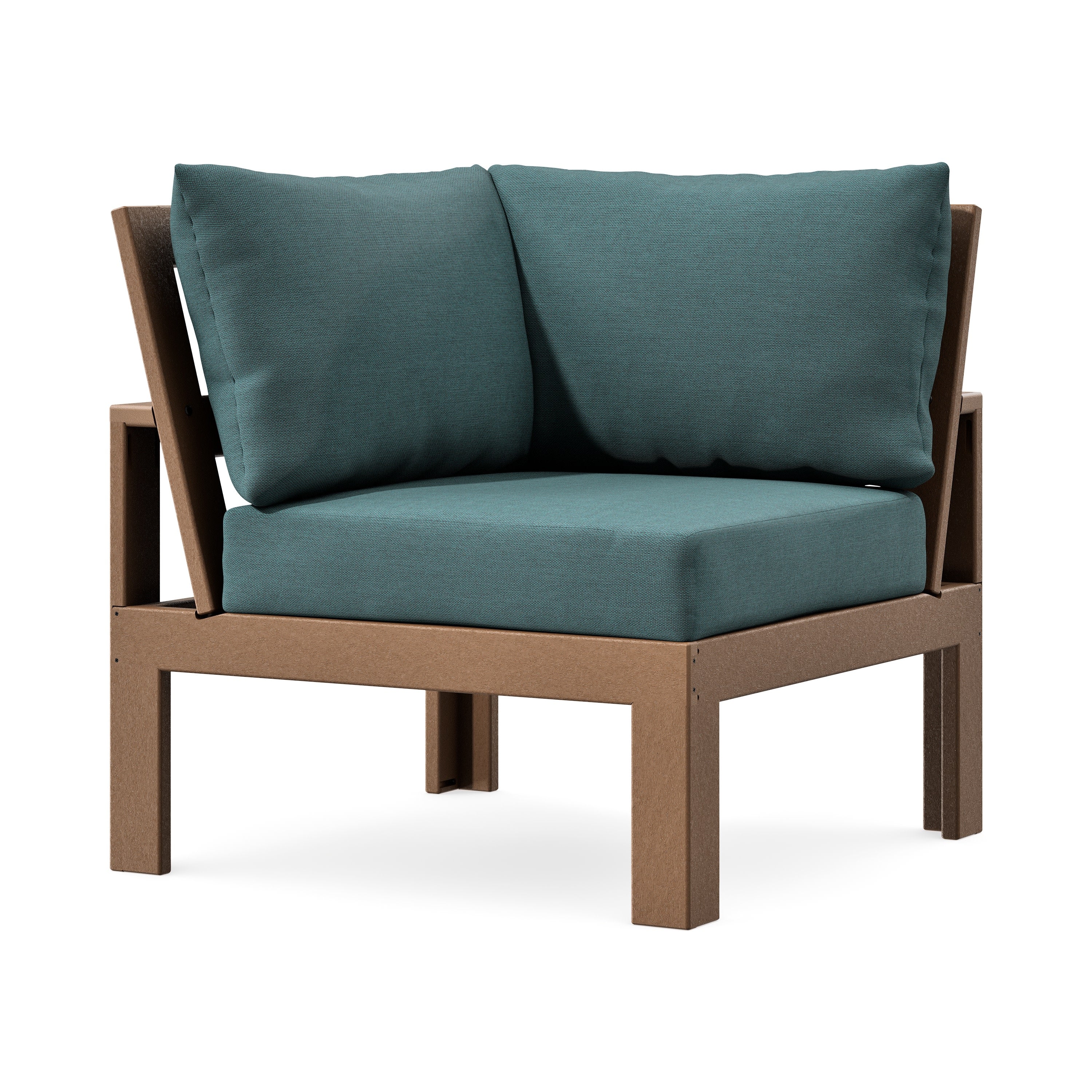 Modular Corner Chair in Teak / Ocean Teal