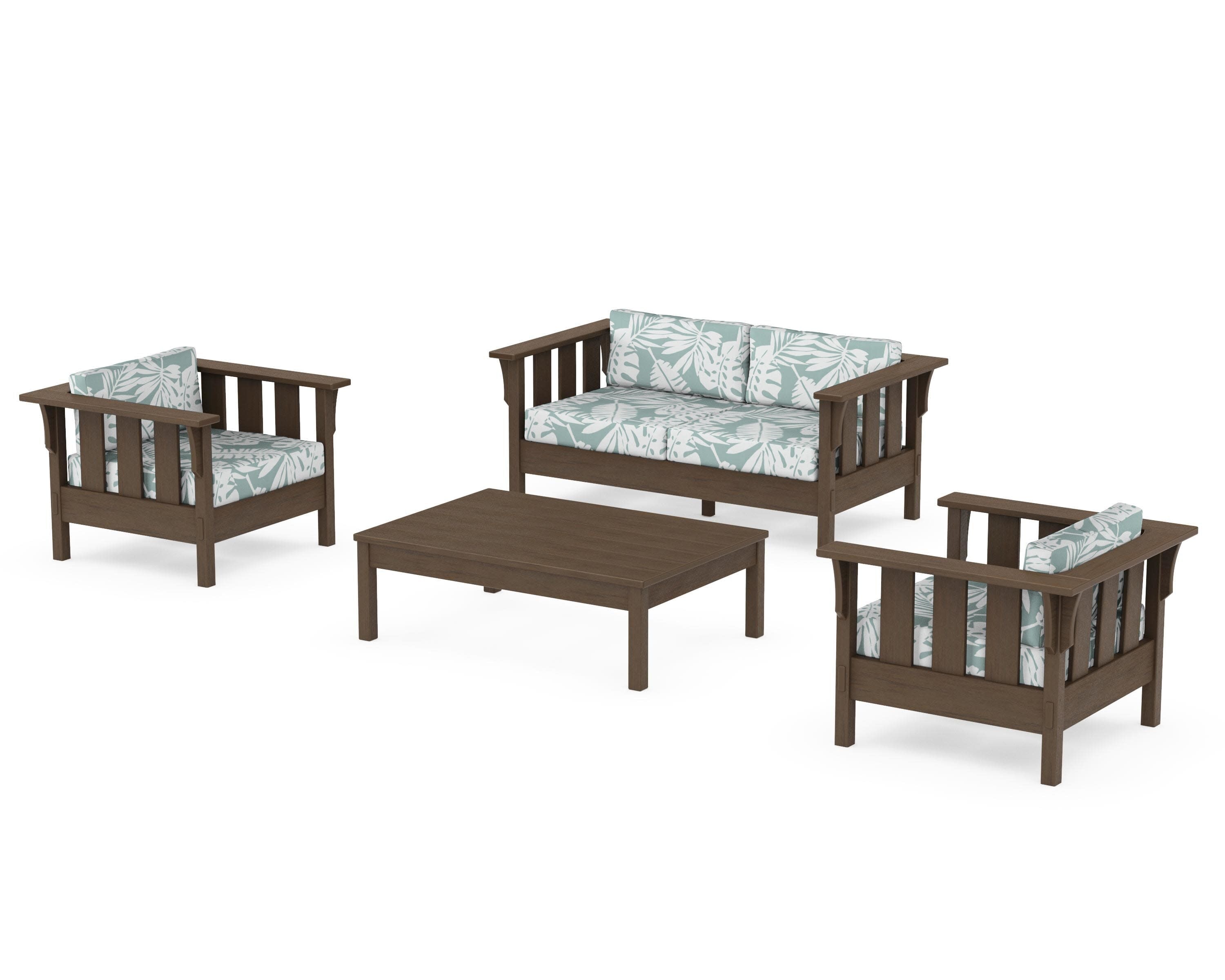 Acadia 4-Piece Deep Seating Set with Loveseat in Kona / Leaf Glacier Spa