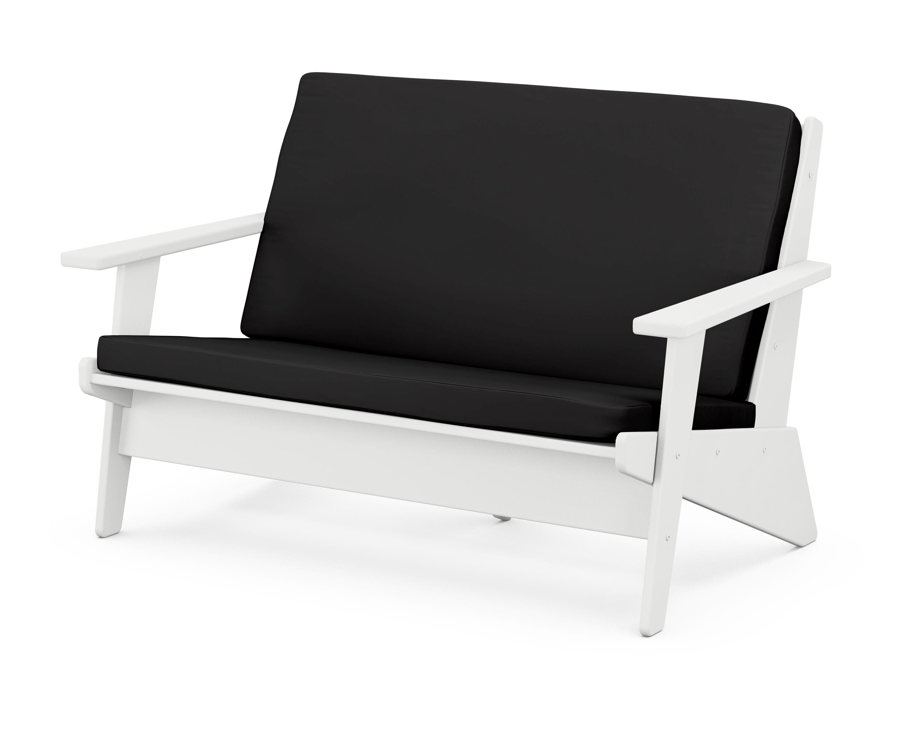 Riviera Modern Lounge Loveseat in White / Canvas Black