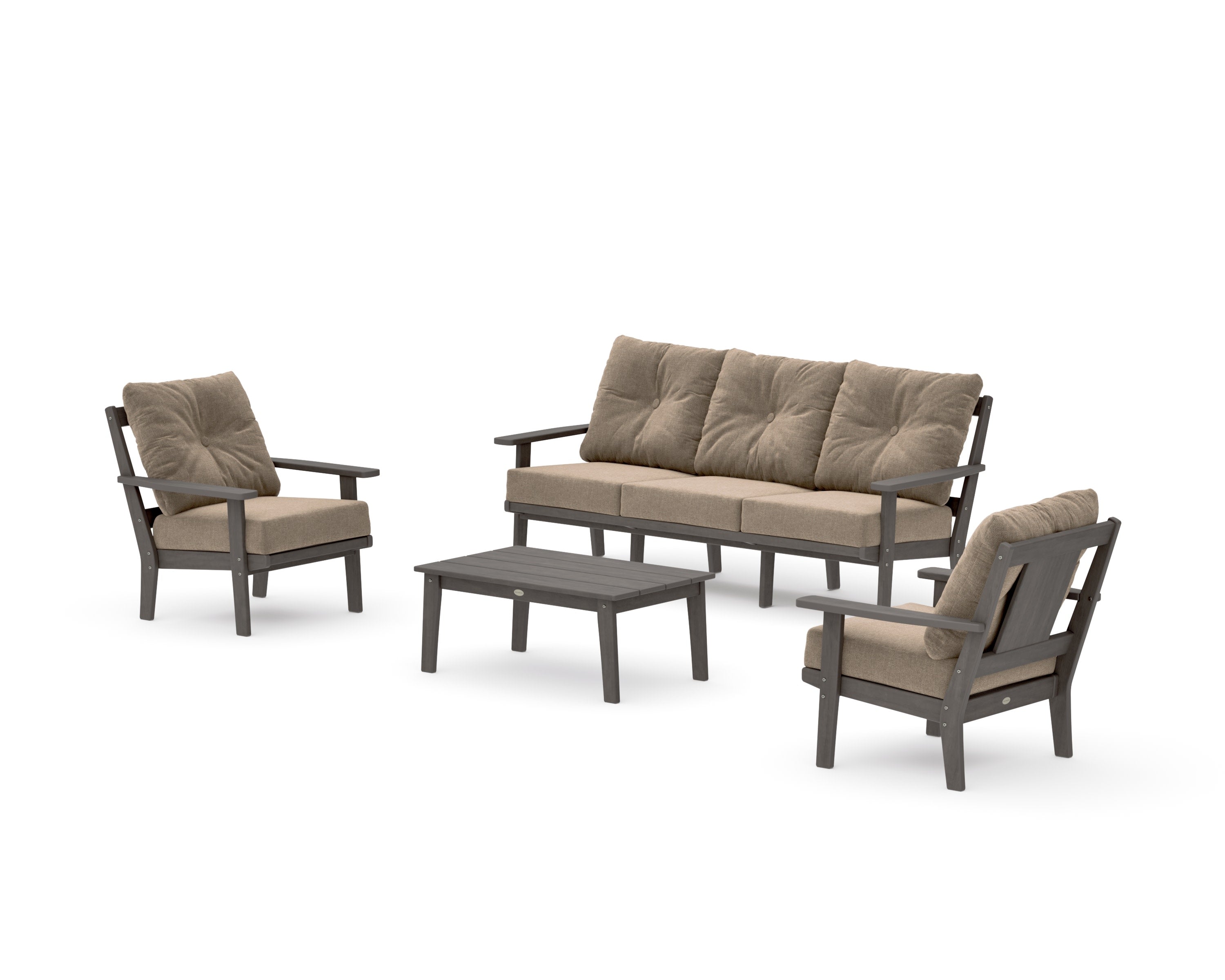 Prairie 4-Piece Deep Seating Set with Sofa in Driftwood / Spiced Burlap
