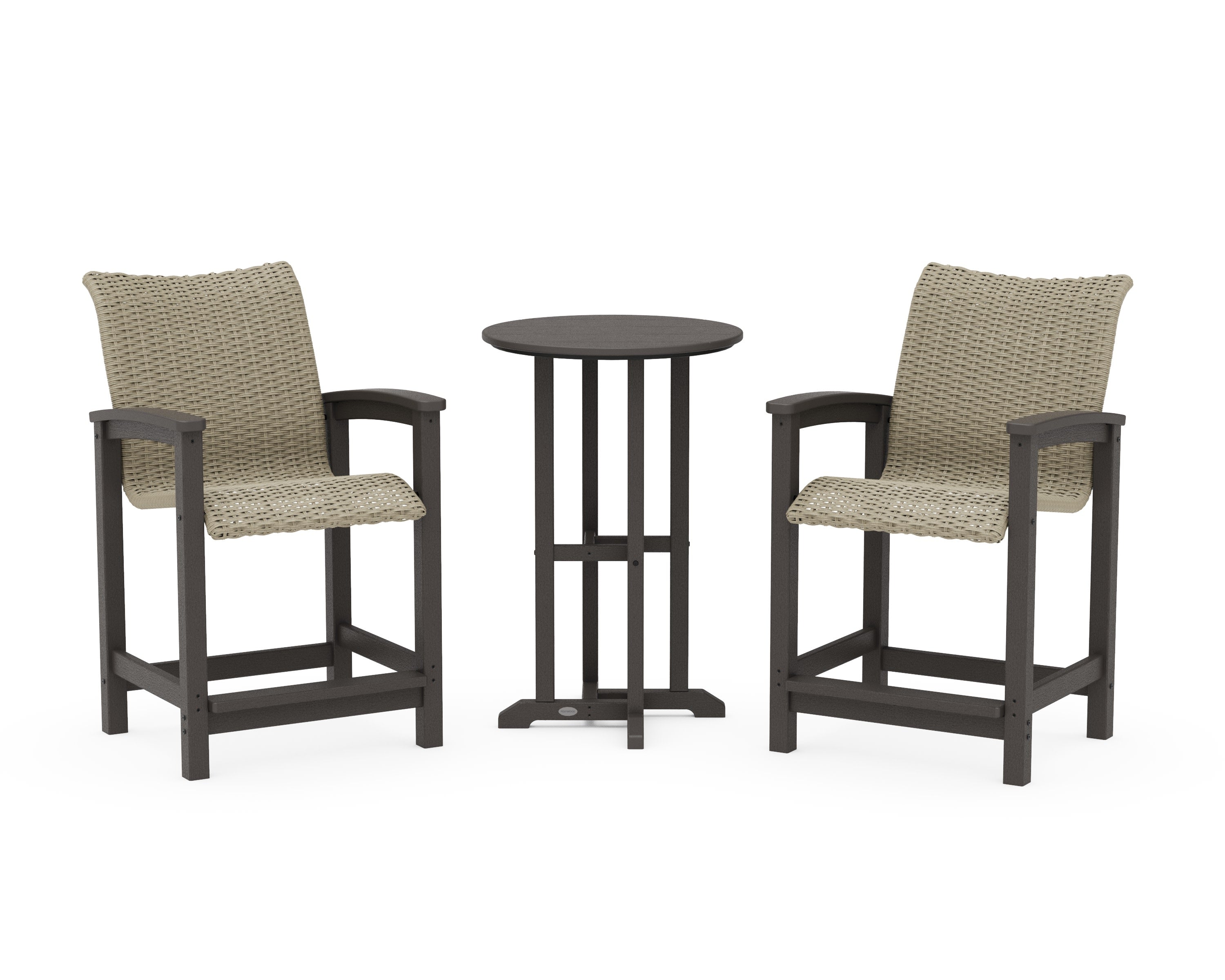 Coastal Woven 3-Piece Farmhouse Counter Set in Vintage Coffee / Dune Grass