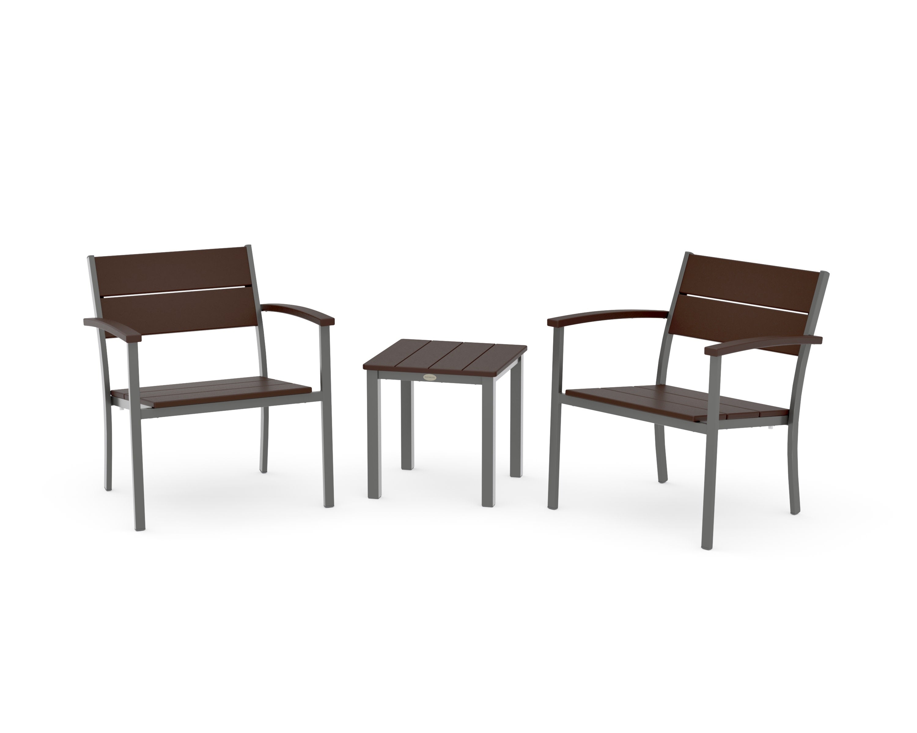 Main Street 3-Piece Lounge Chair Set in Charcoal / Mahogany
