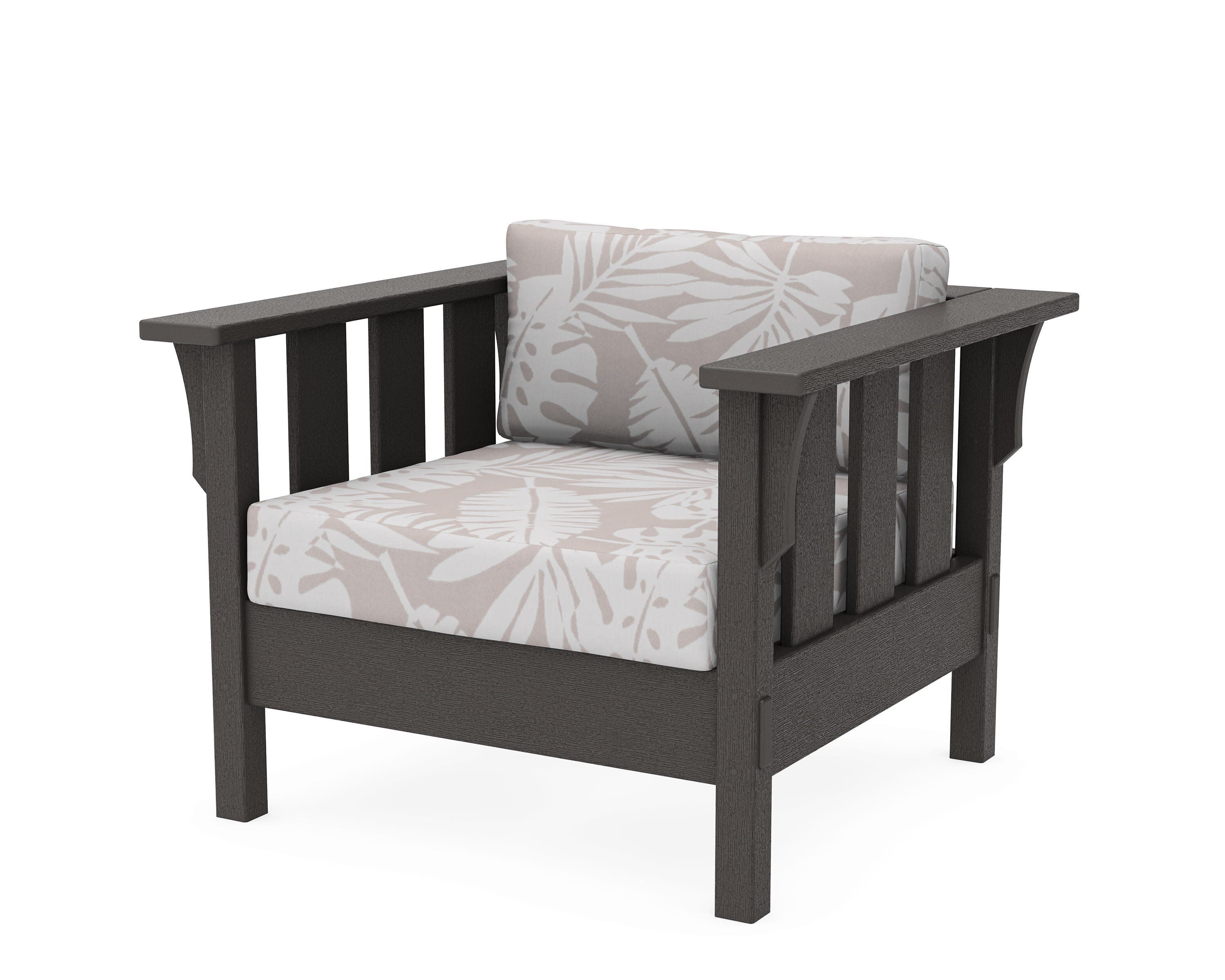 Acadia Deep Seating Chair in Vintage Coffee / Leaf Dune Burlap