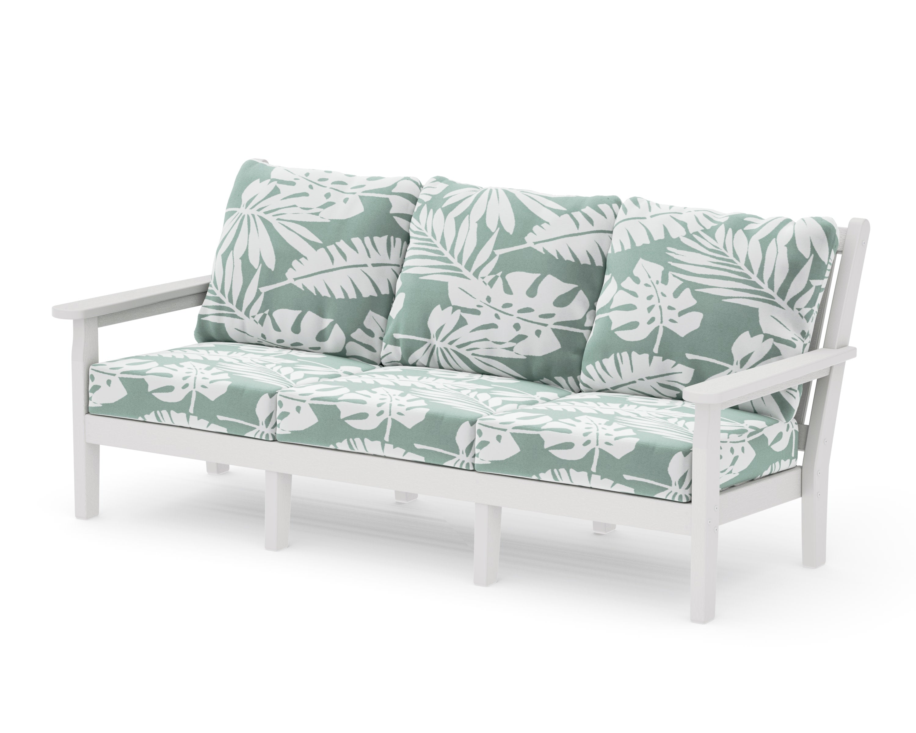 Chippendale Deep Seating Sofa in Vintage White / Leaf Glacier Spa
