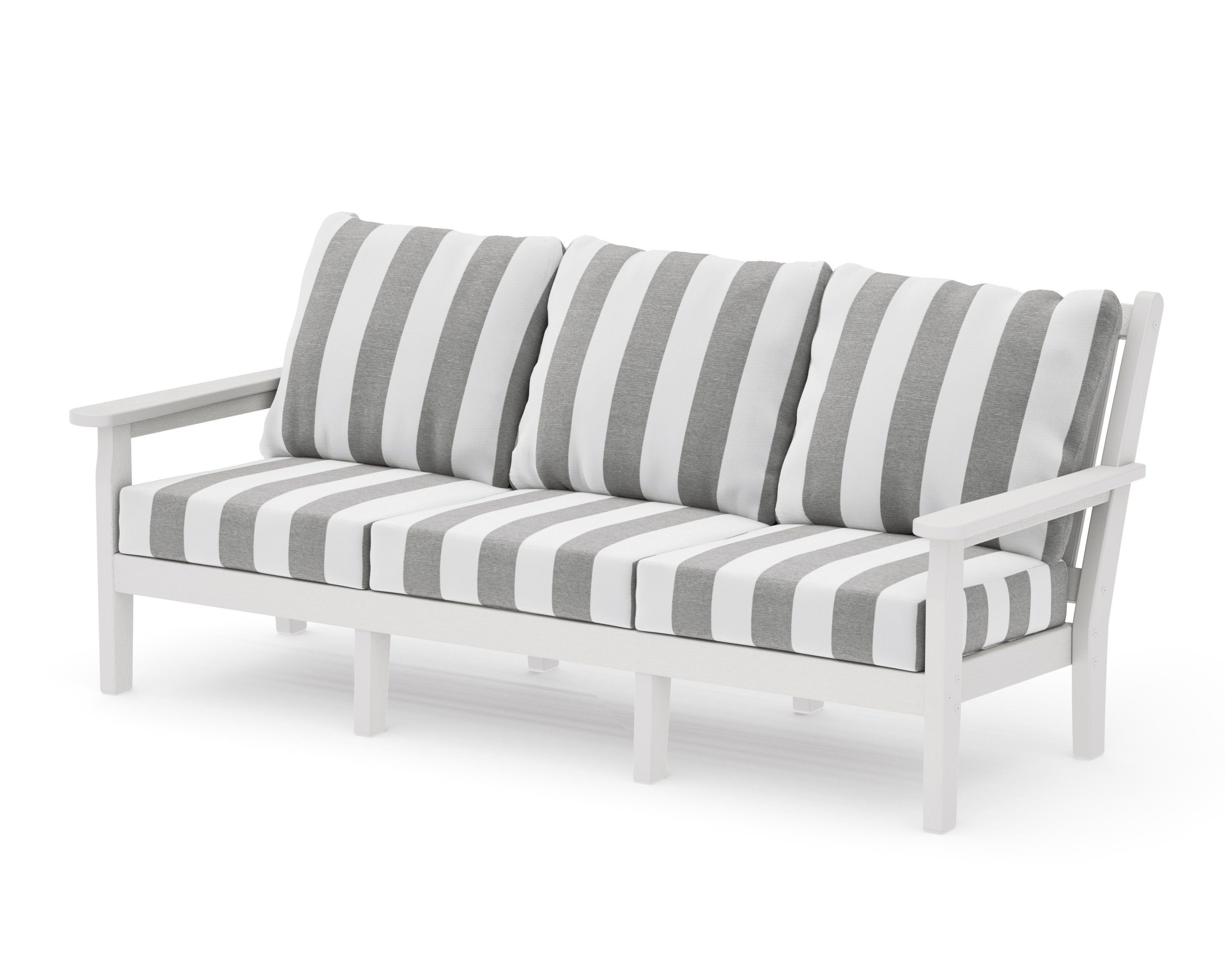 Chippendale Deep Seating Sofa in Vintage White / Cabana Stripe Grey Mist