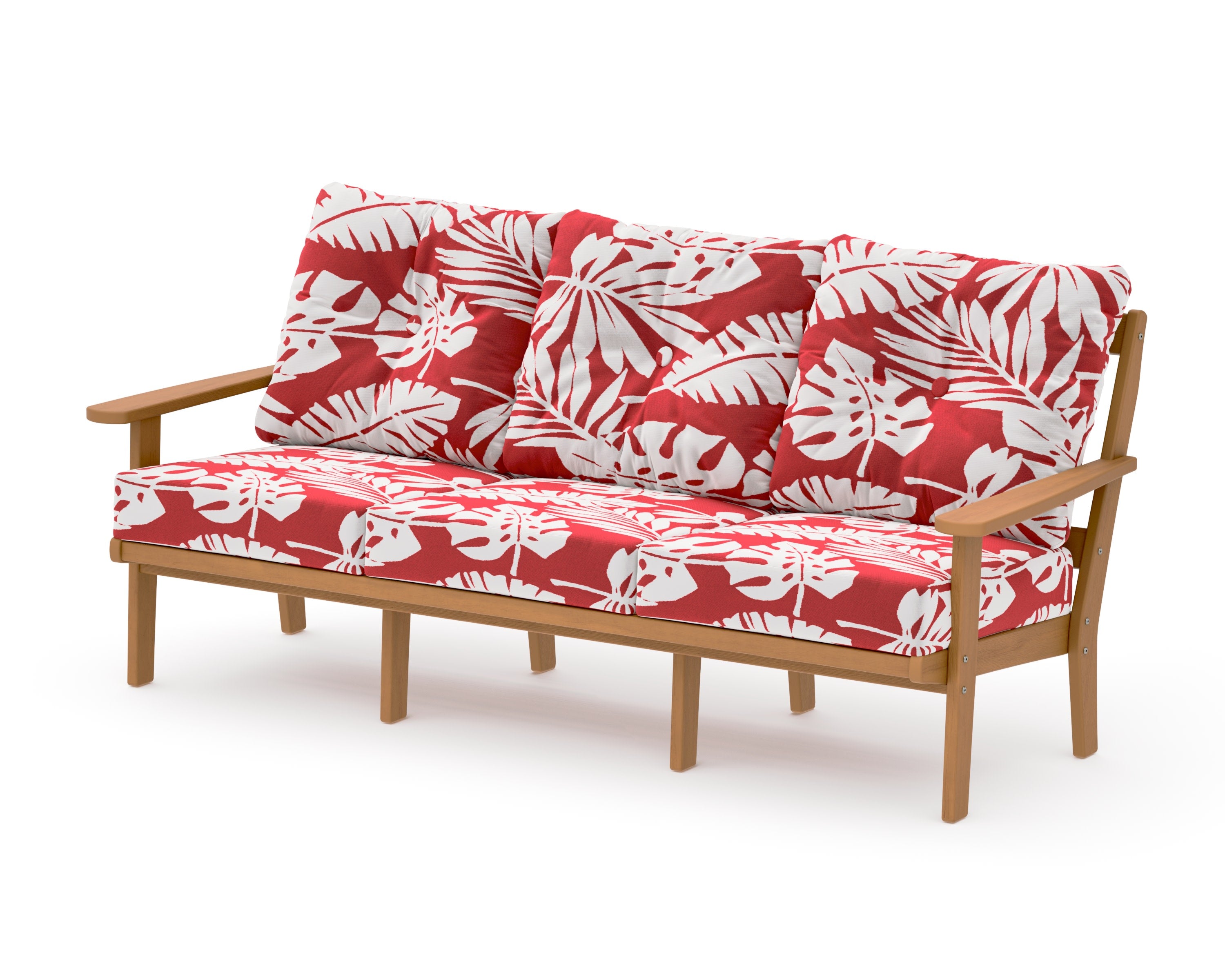 Mission Deep Seating Sofa in Natural / Leaf Crimson