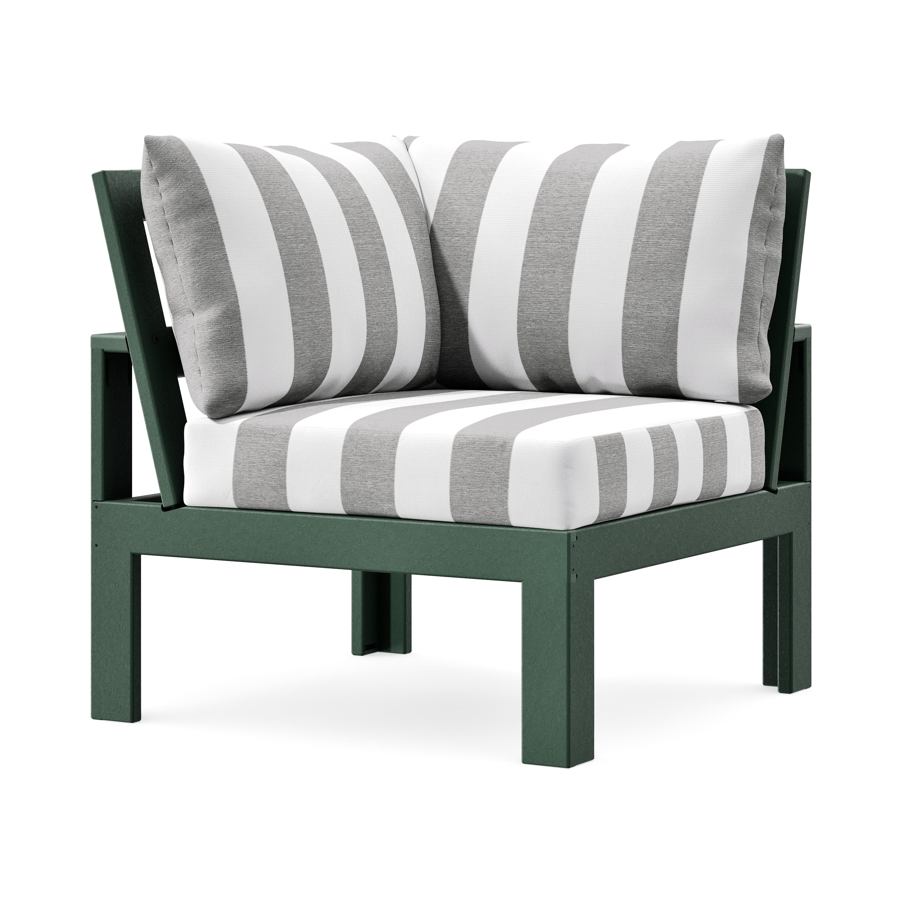 Modular Corner Chair in Green / Cabana Stripe Grey Mist