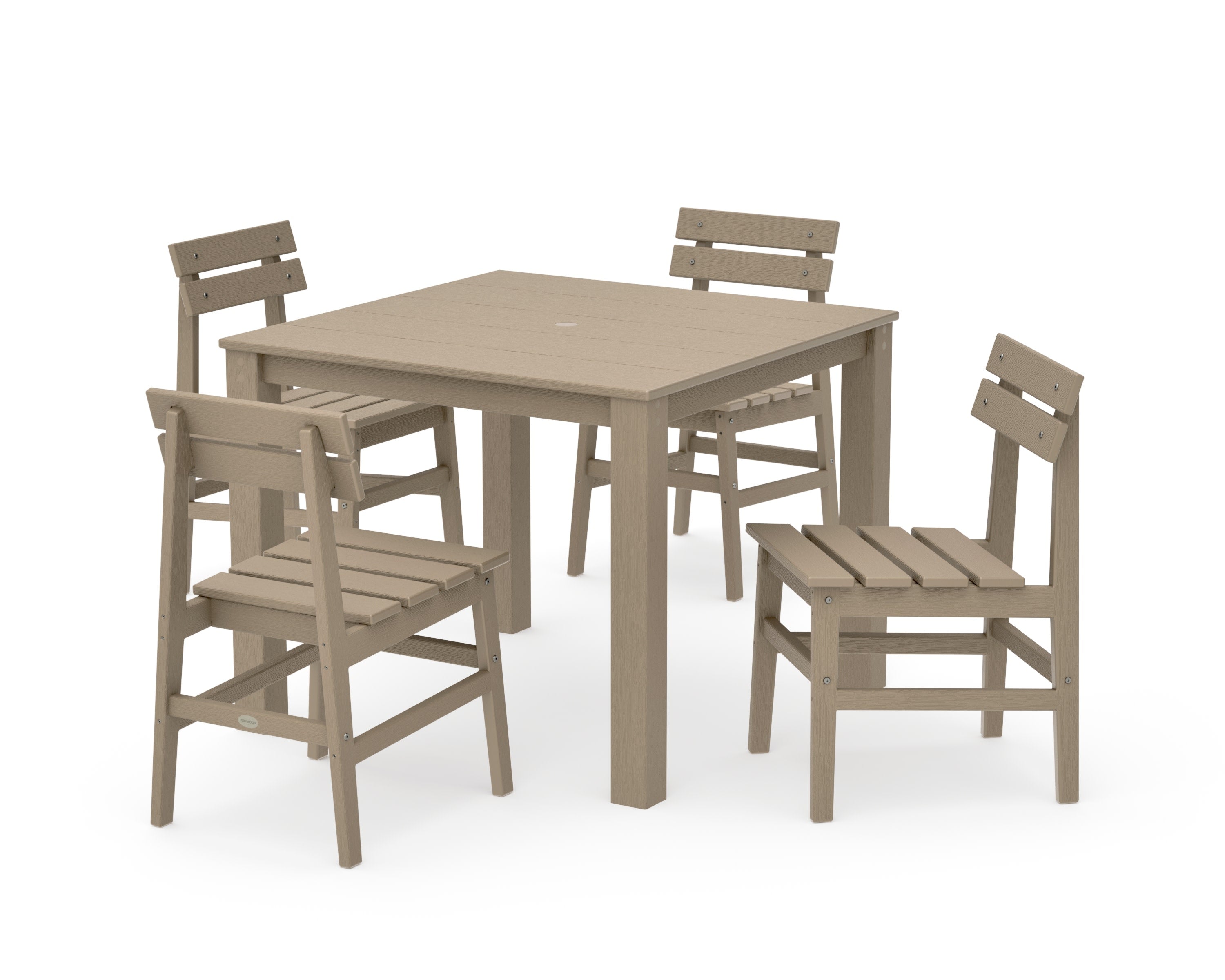 Modern Studio Plaza Chair 5-Piece Parsons Dining Set in Vintage Sahara