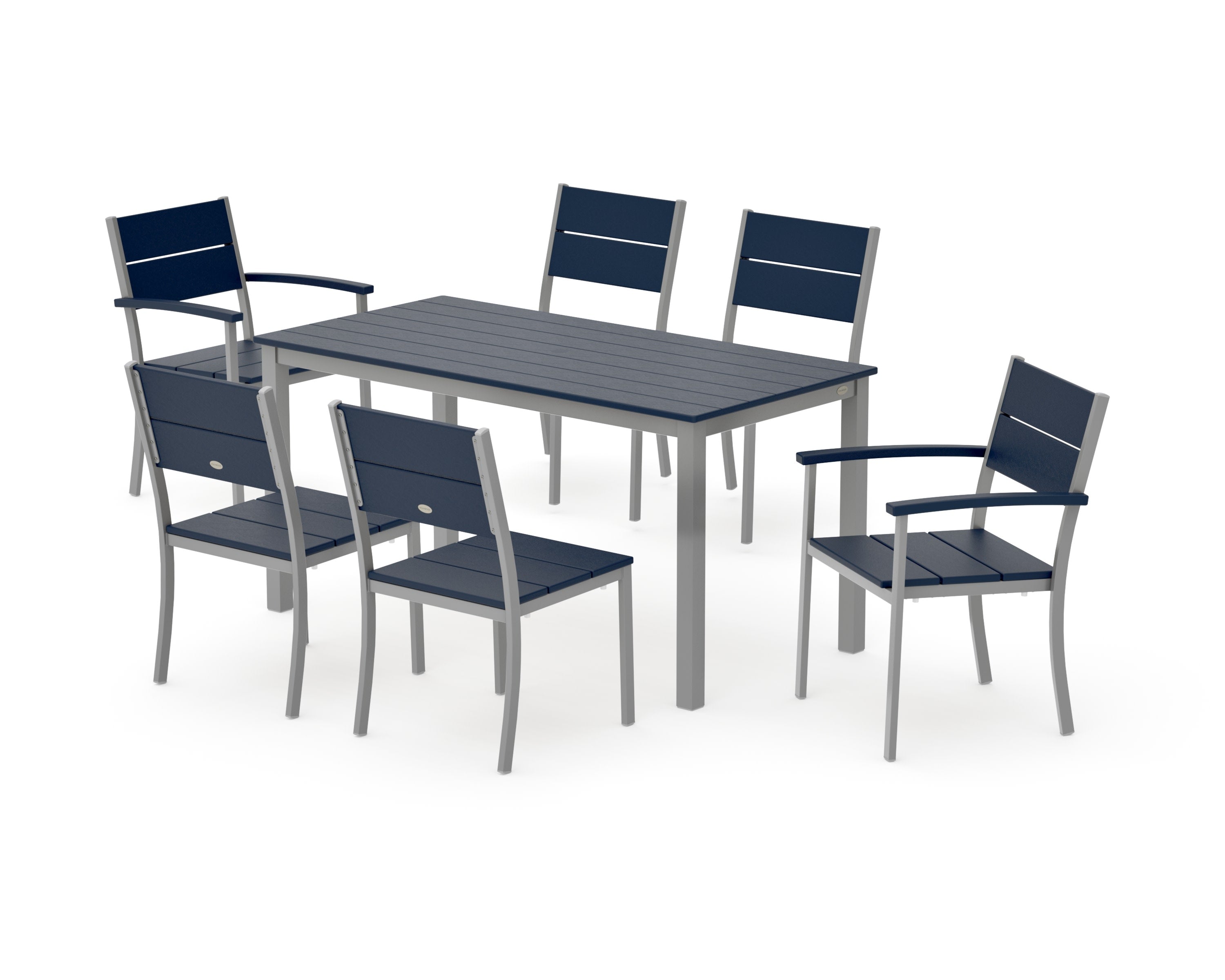 Main Street 7-Piece Dining Set in Silver / Navy