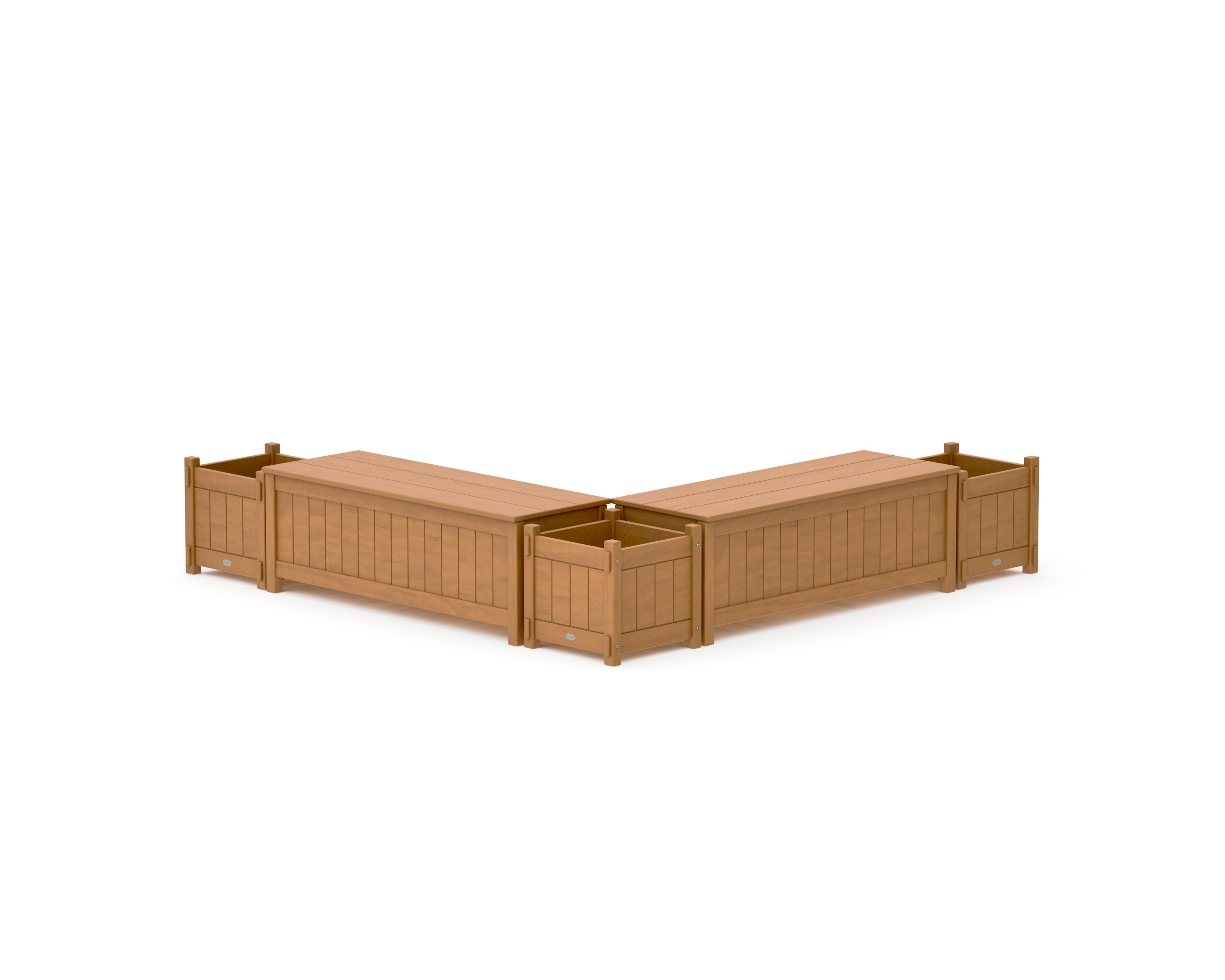 48" Vineyard L- Shaped Planter Storage Bench Corner Set in Natural