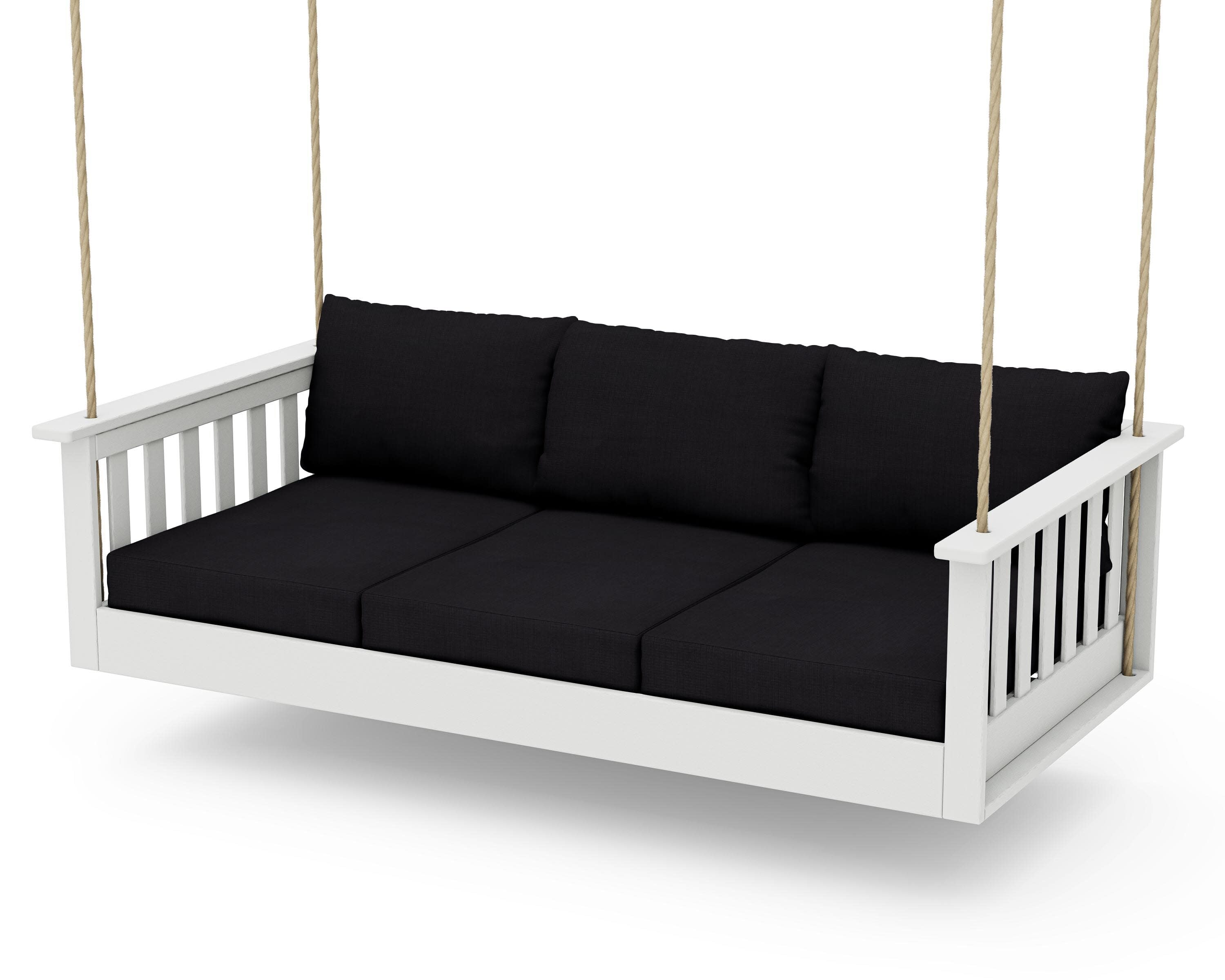 Vineyard Daybed Swing in Vintage White / Midnight Linen
