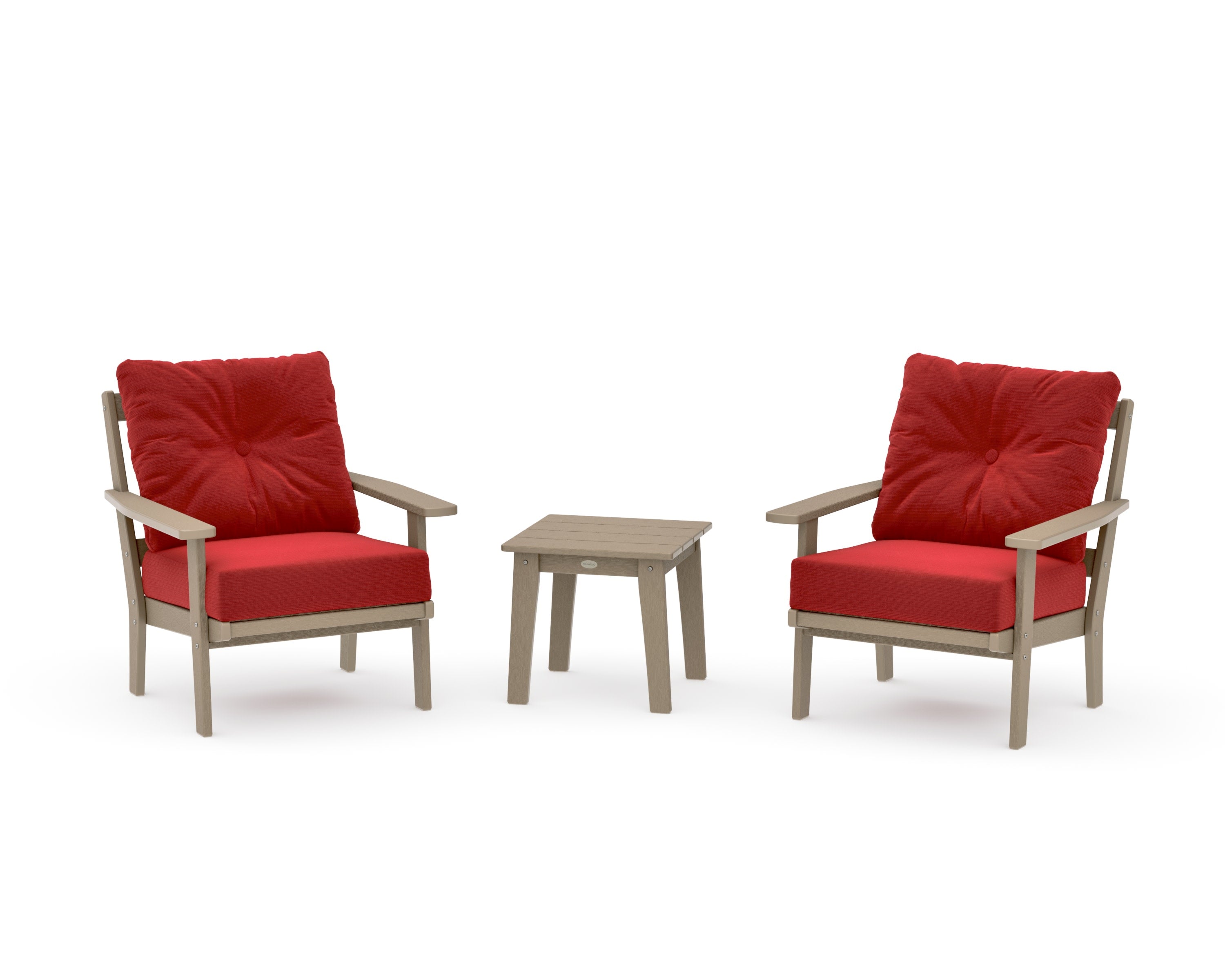 Prairie 3-Piece Deep Seating Set in Vintage Sahara / Crimson Linen