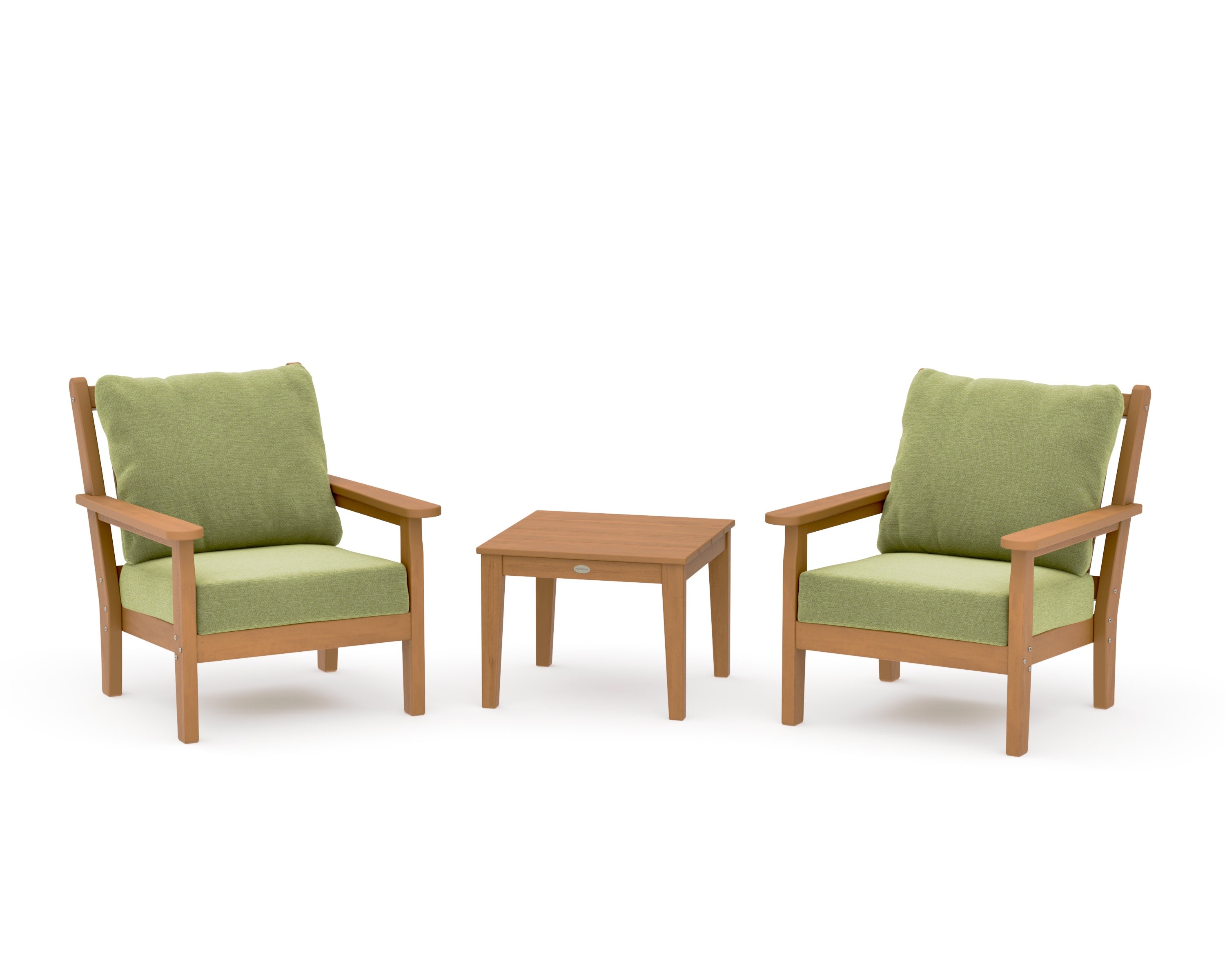 Chippendale 3-Piece Deep Seating Set in Natural / Chartreuse Boucle