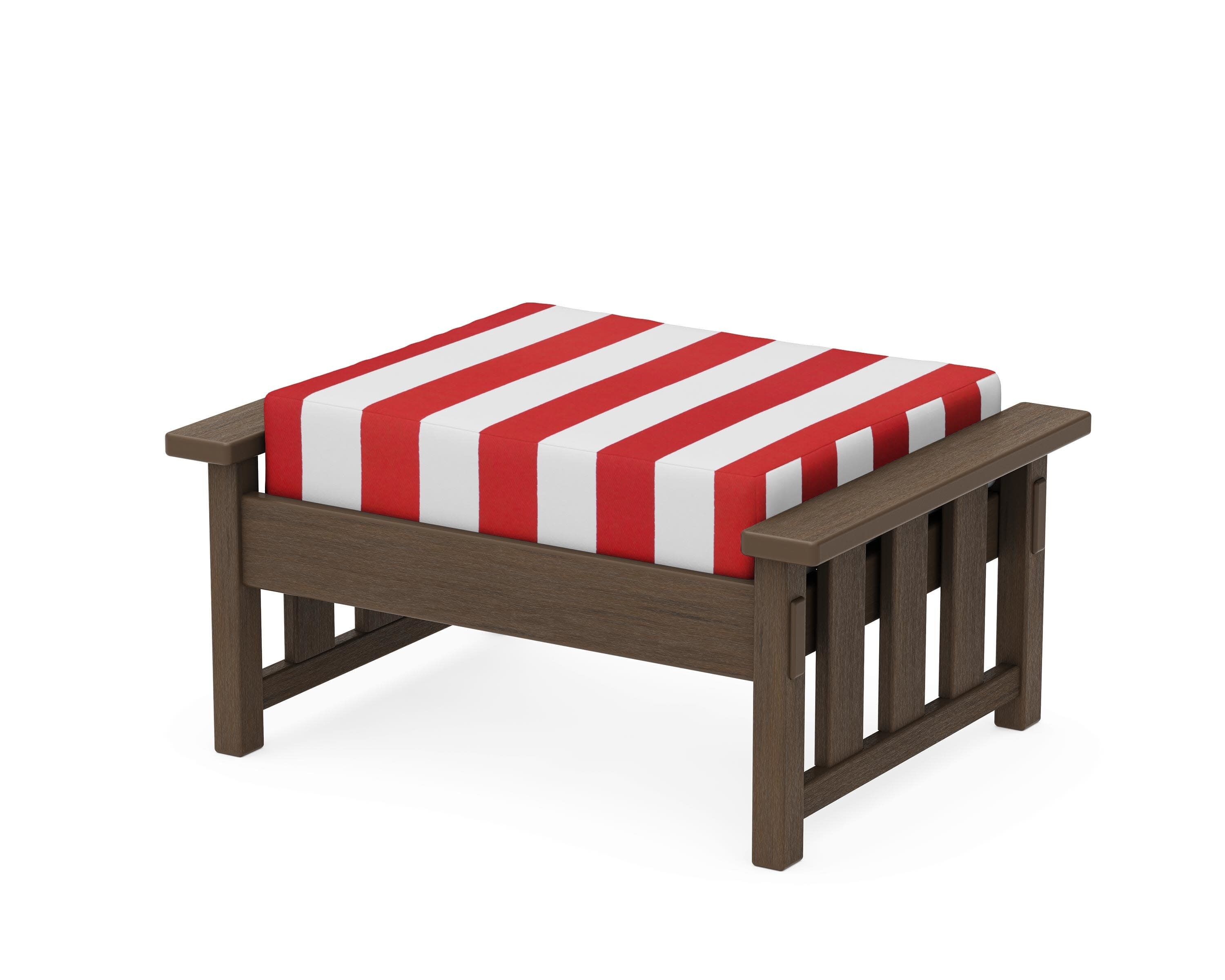 Acadia Deep Seating Ottoman in Kona / Cabana Stripe Crimson