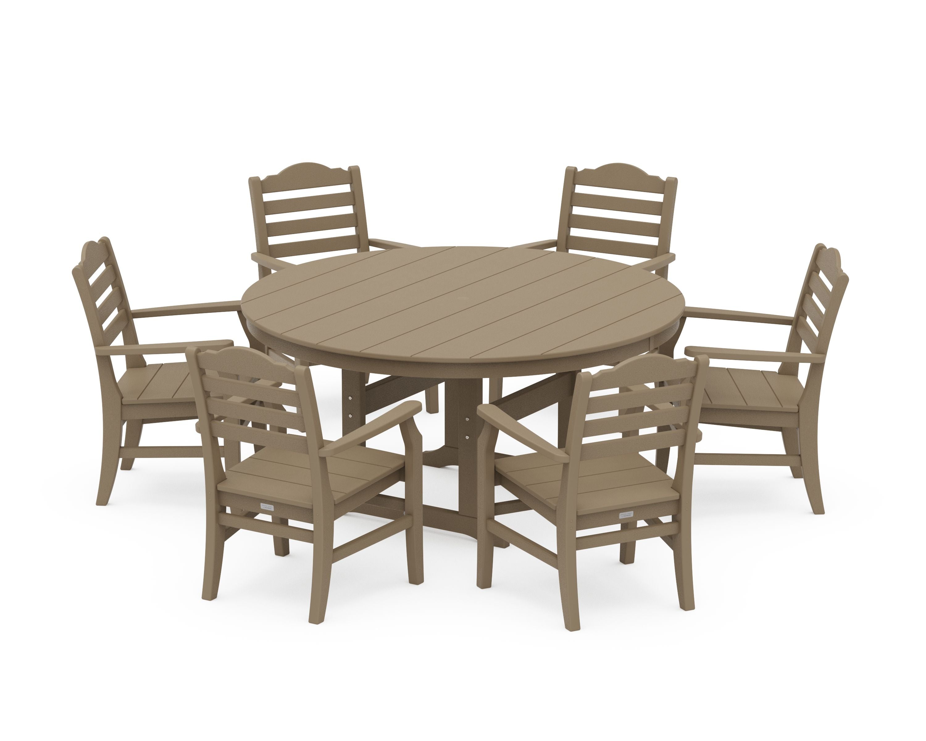 Savannah 7-Piece Arm Chair Round Farmhouse Dining Set in Vintage Sahara