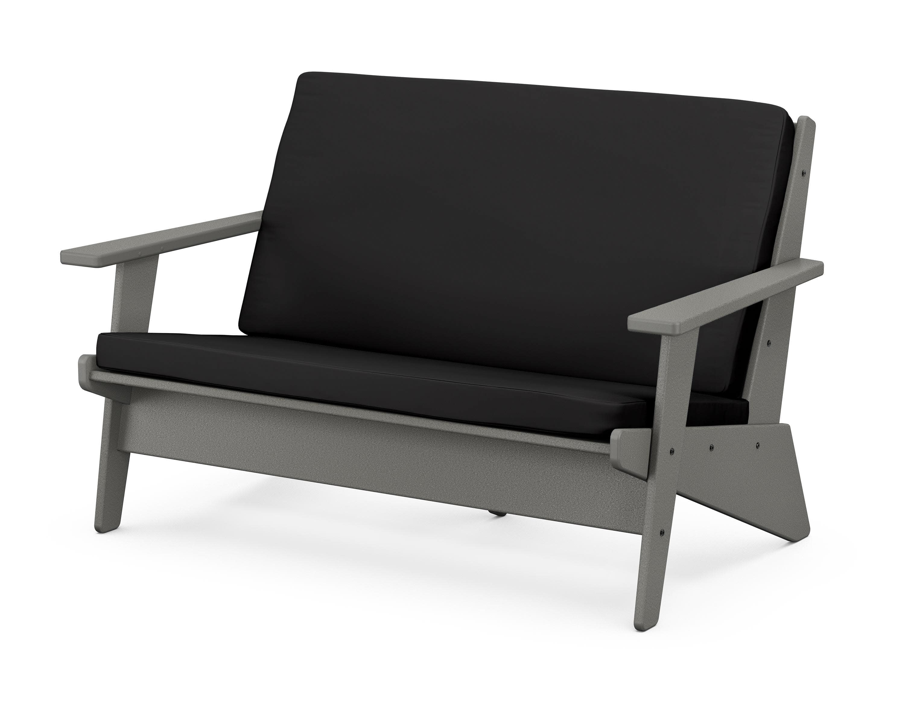 Riviera Modern Lounge Loveseat in Slate Grey / Canvas Black