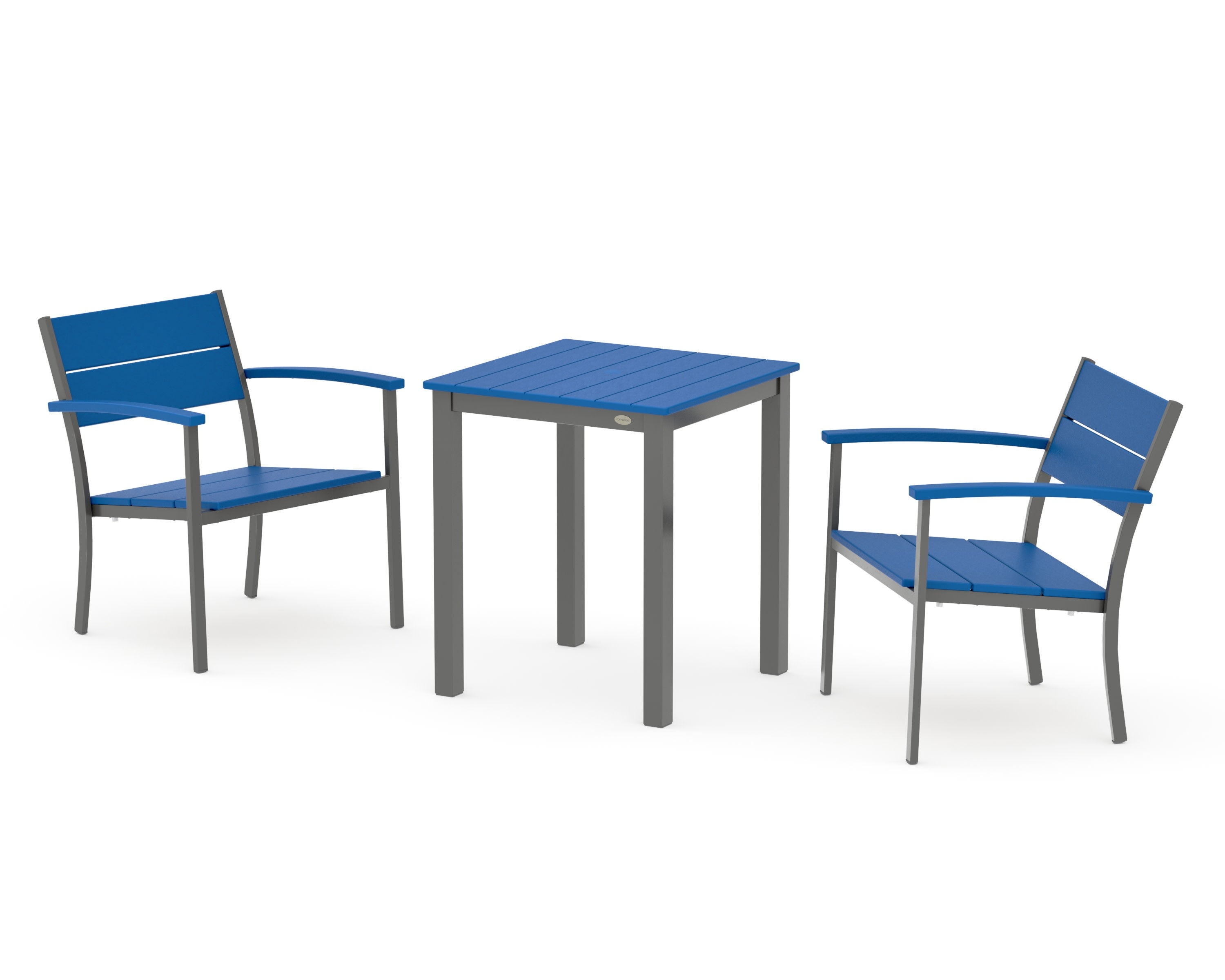 Main Street 3-Piece Square Dining Set in Charcoal / Pacific Blue